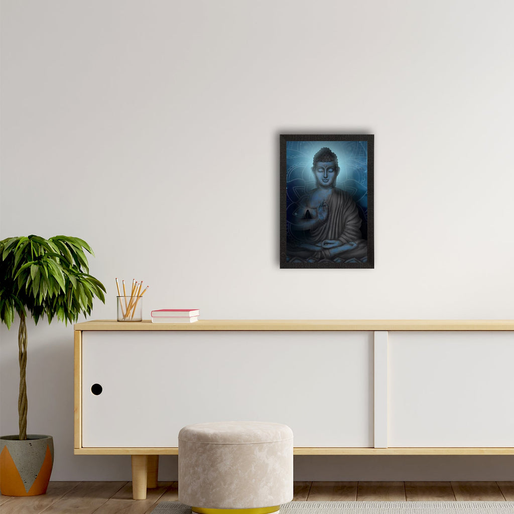 Meditating Lord Buddha Satin Matt Texture UV Art Painting Kafalo