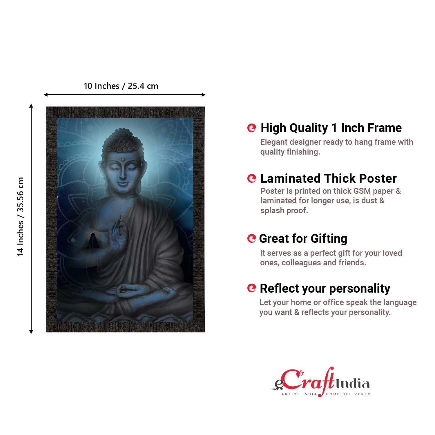 Meditating Lord Buddha Satin Matt Texture UV Art Painting Kafalo