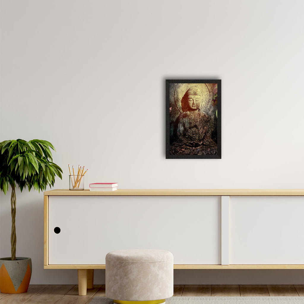 Meditating Lord Buddha Satin Matt Texture UV Art Painting Kafalo