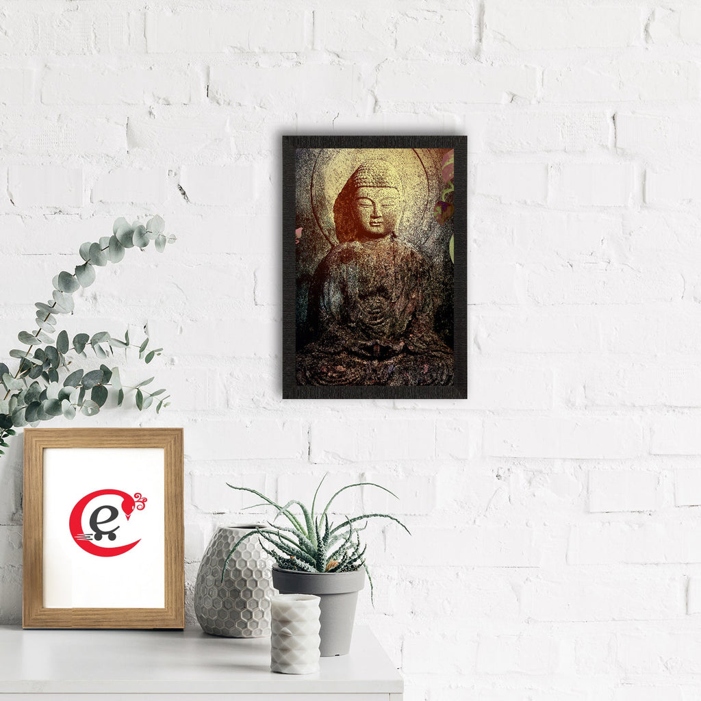 Meditating Lord Buddha Satin Matt Texture UV Art Painting Kafalo