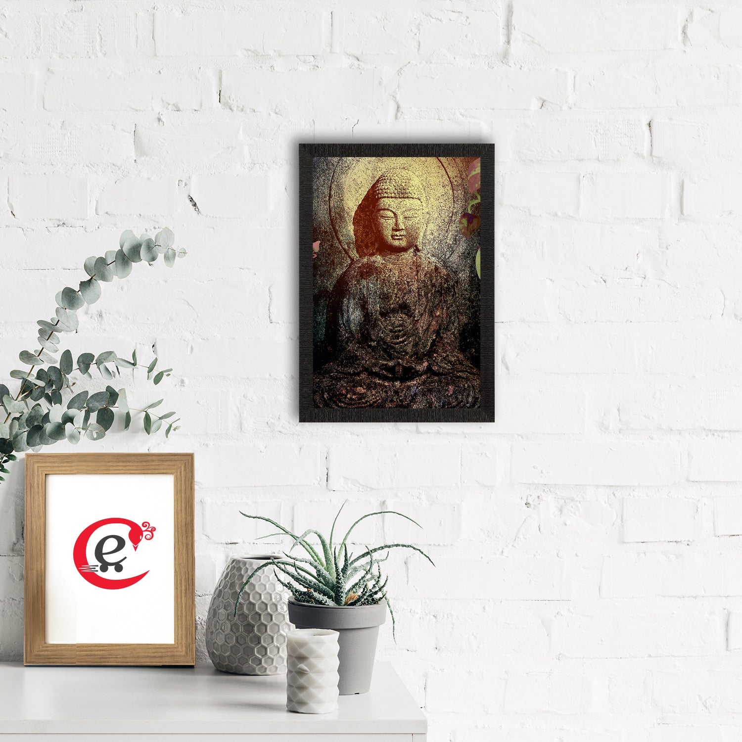 Meditating Lord Buddha Satin Matt Texture UV Art Painting Kafalo