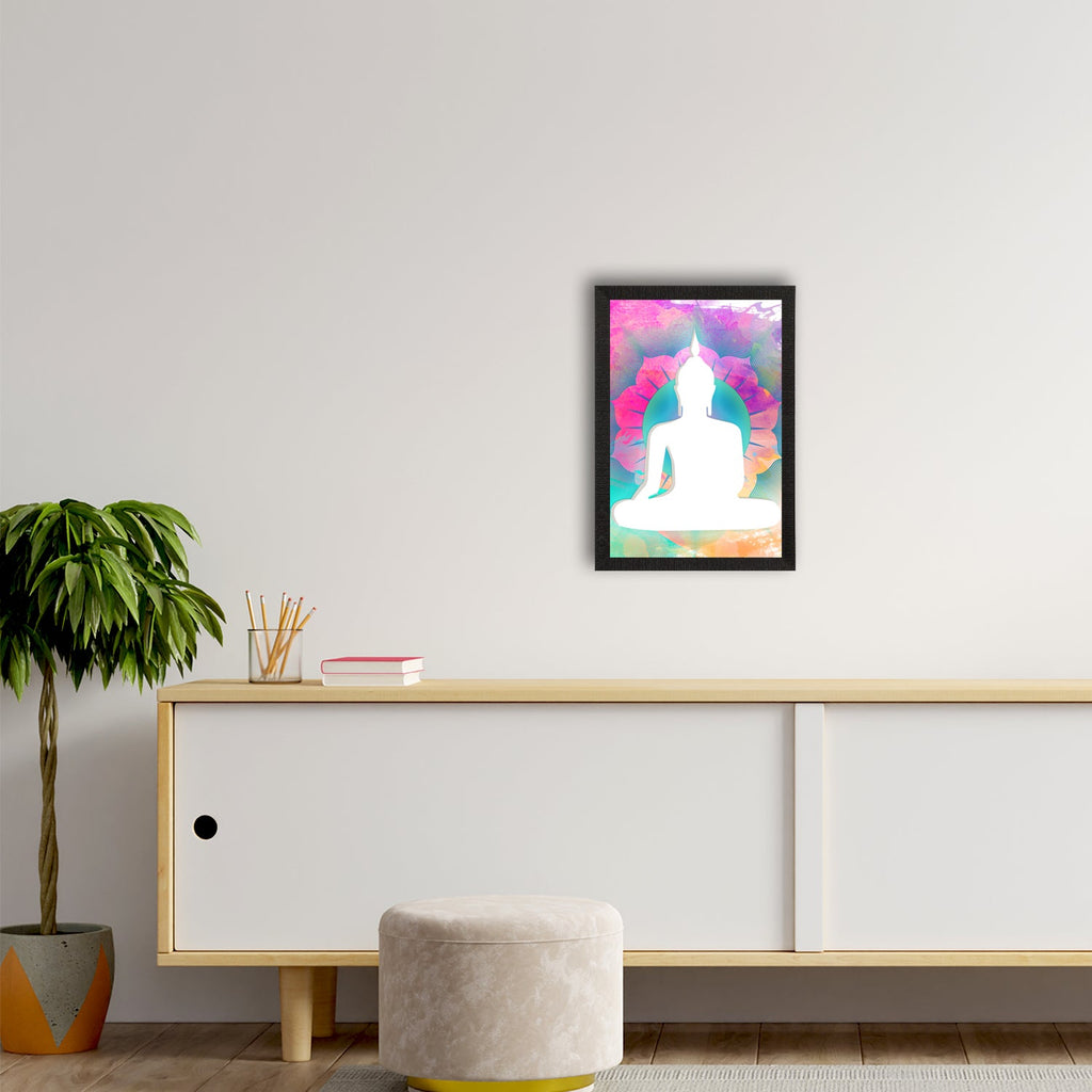 Meditating Lord Buddha Satin Matt Texture UV Art Painting Kafalo