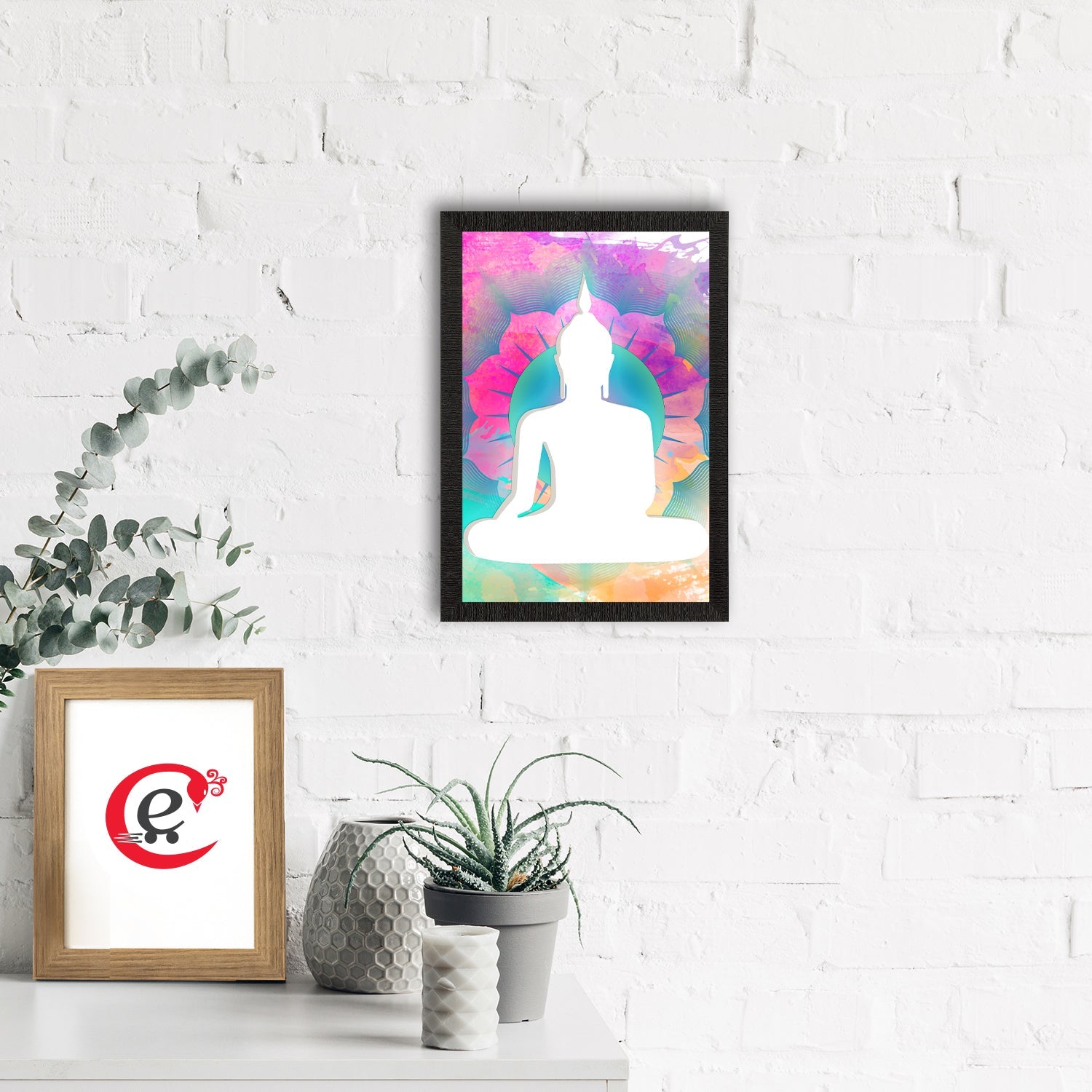 Meditating Lord Buddha Satin Matt Texture UV Art Painting Kafalo