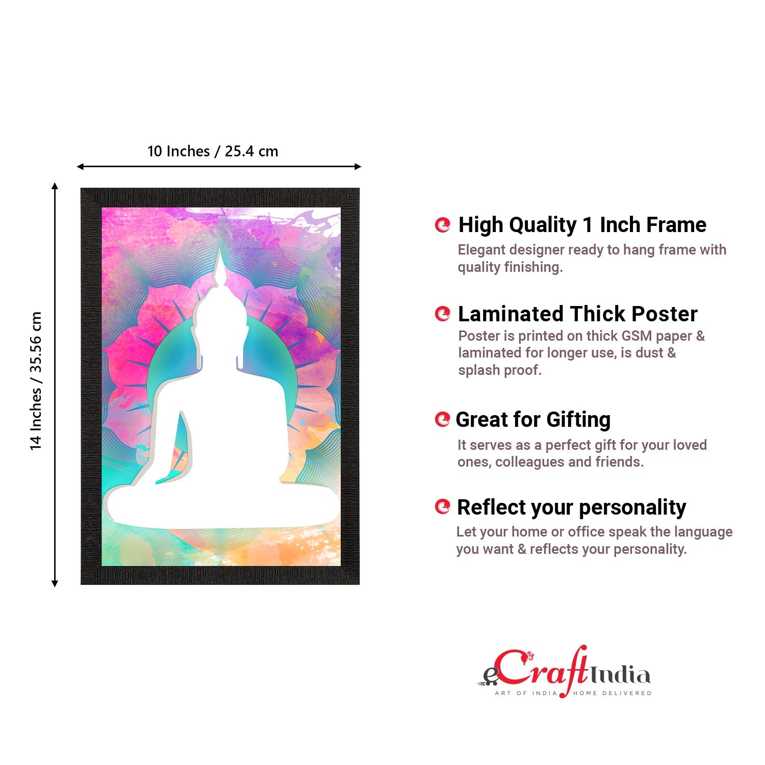 Meditating Lord Buddha Satin Matt Texture UV Art Painting Kafalo