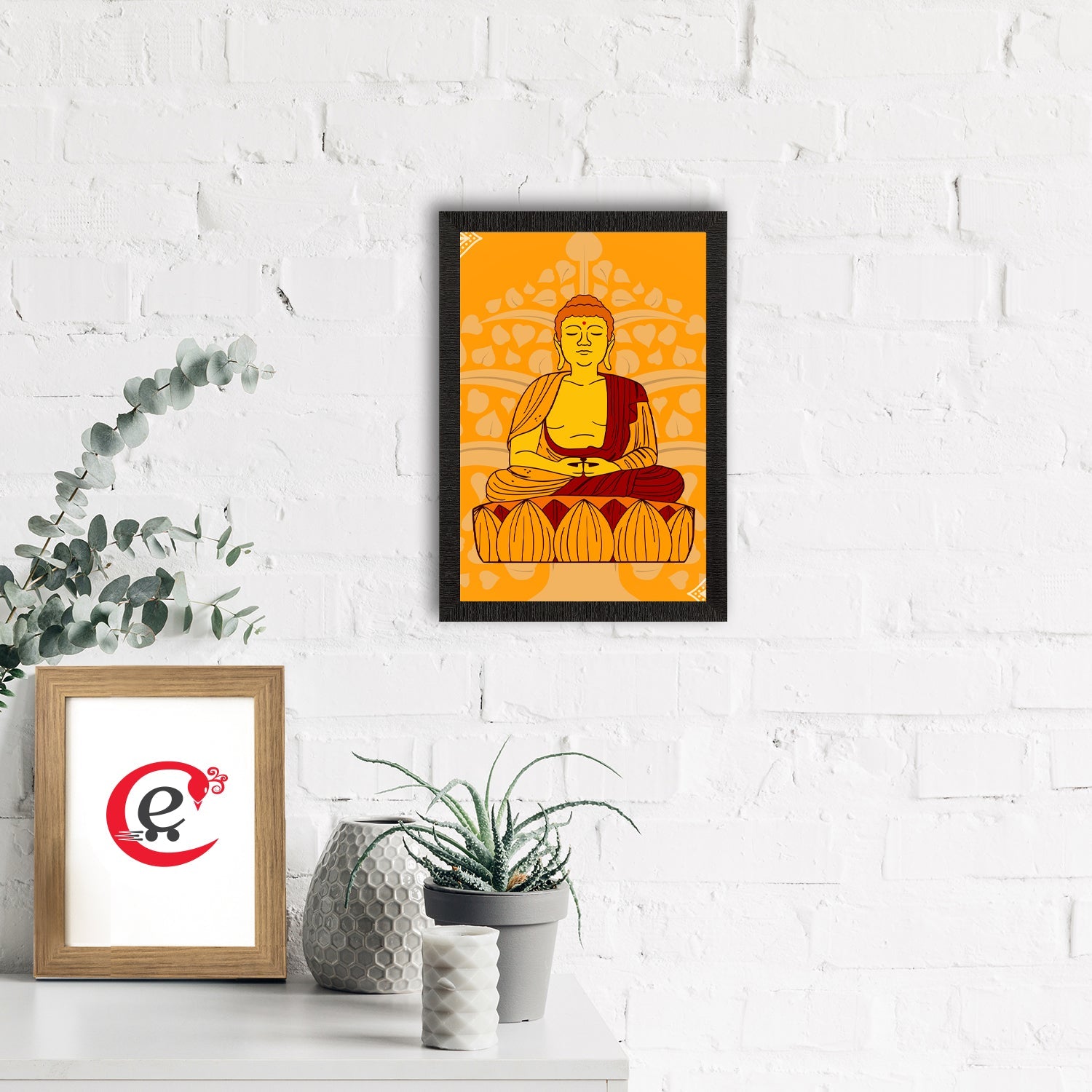 Meditating Lord Buddha Satin Matt Texture UV Art Painting Kafalo