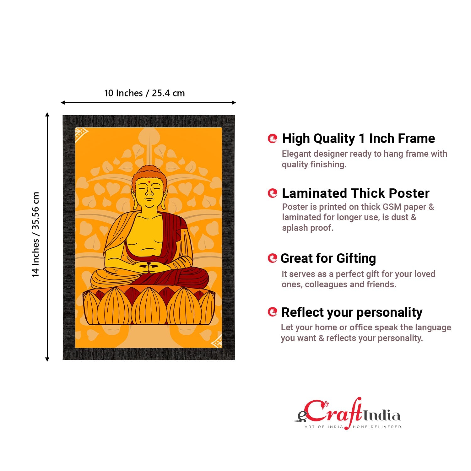 Meditating Lord Buddha Satin Matt Texture UV Art Painting Kafalo