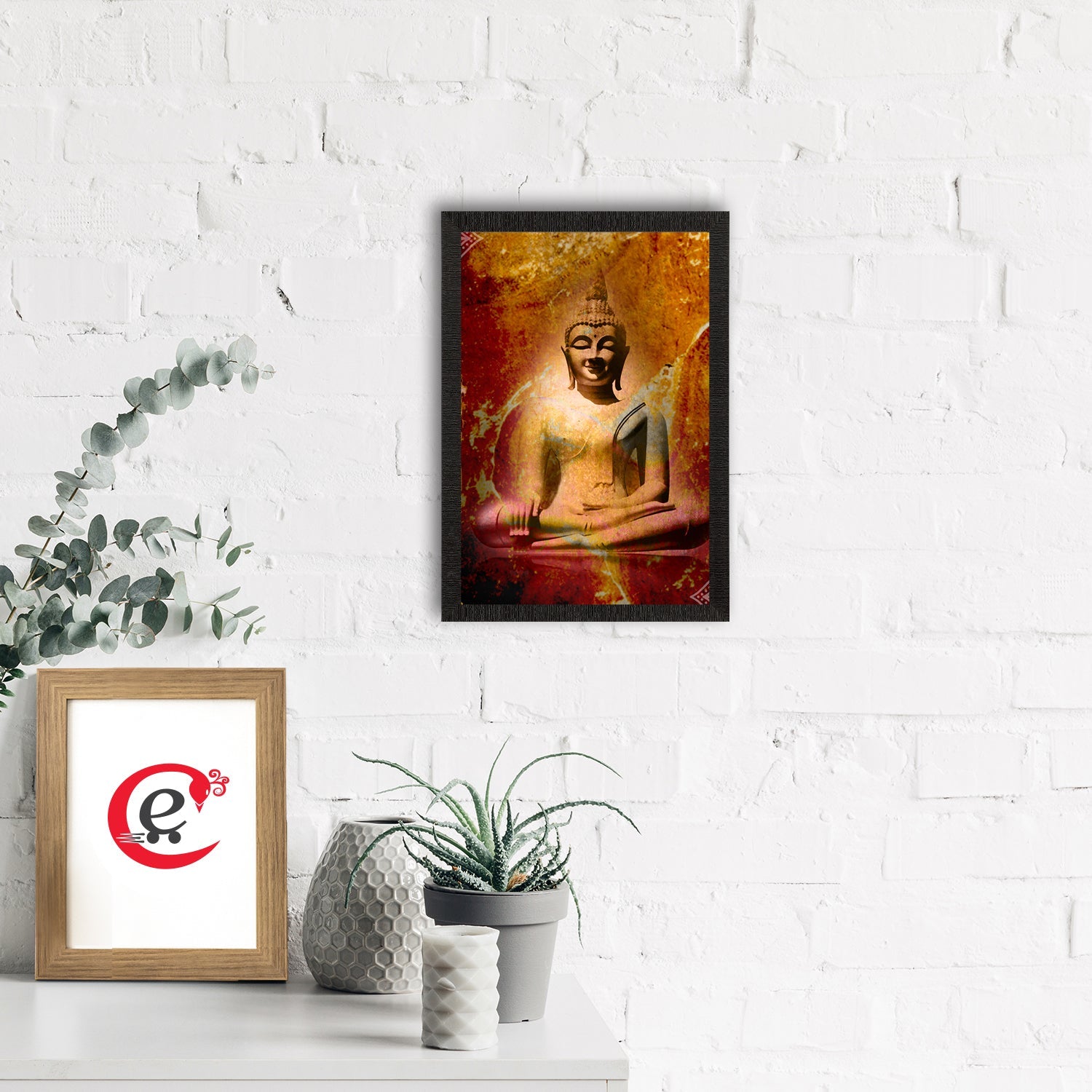 Meditating Lord Buddha Satin Matt Texture UV Art Painting Kafalo