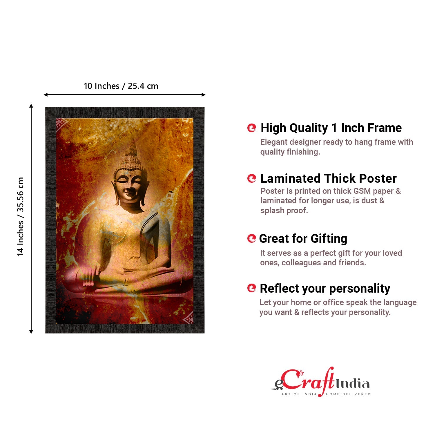 Meditating Lord Buddha Satin Matt Texture UV Art Painting Kafalo