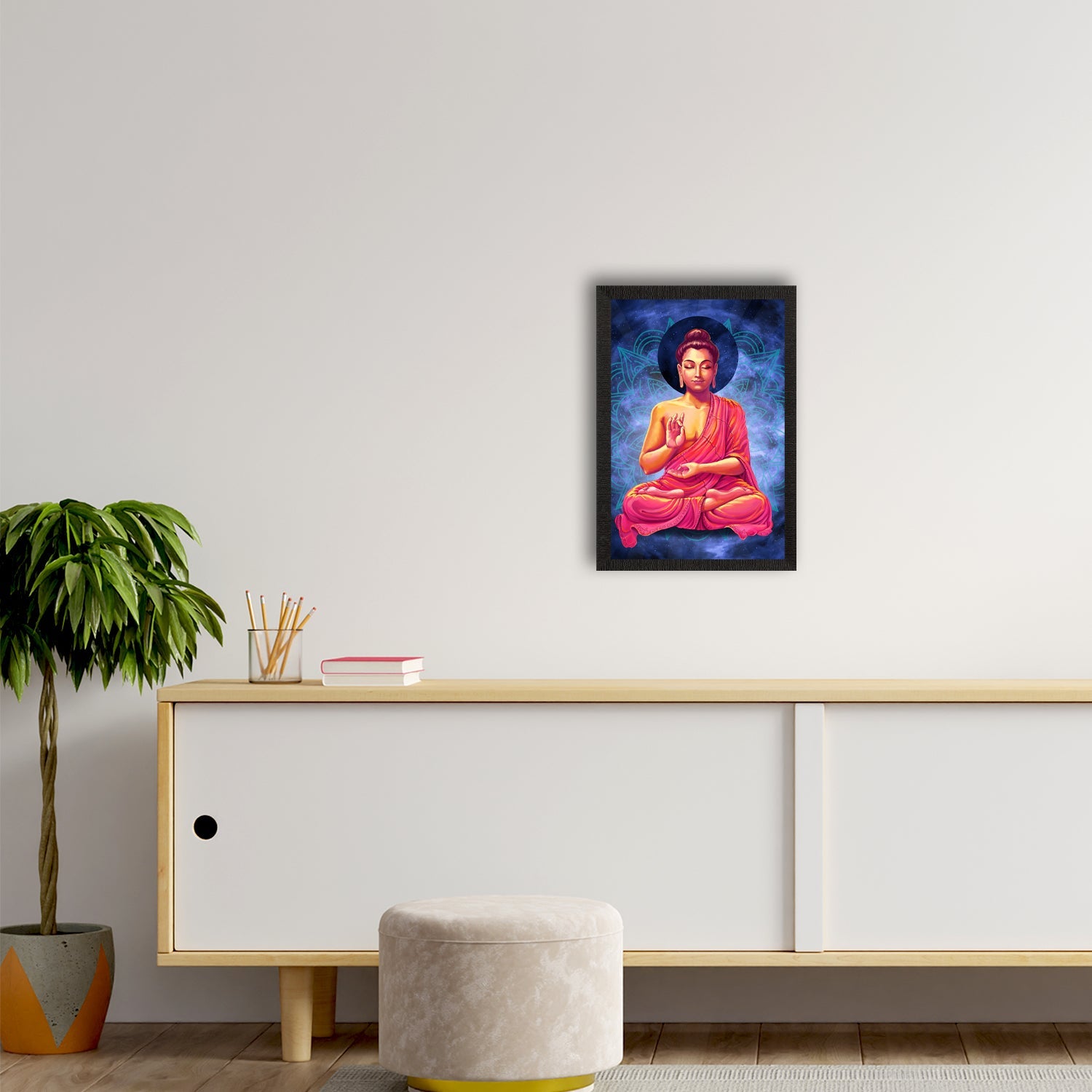 Meditating Lord Buddha Satin Matt Texture UV Art Painting Kafalo