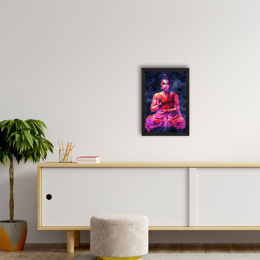 Meditating Lord Buddha Satin Matt Texture UV Art Painting Kafalo