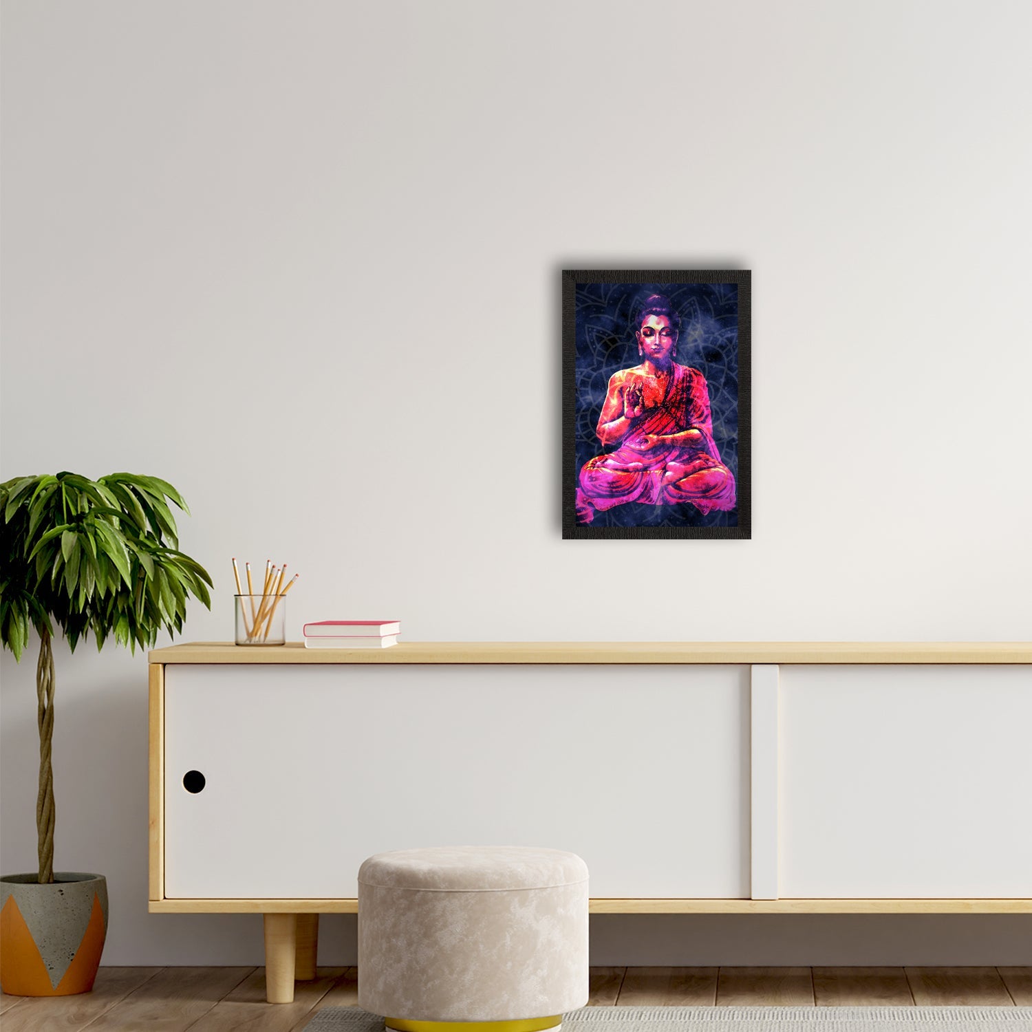Meditating Lord Buddha Satin Matt Texture UV Art Painting Kafalo