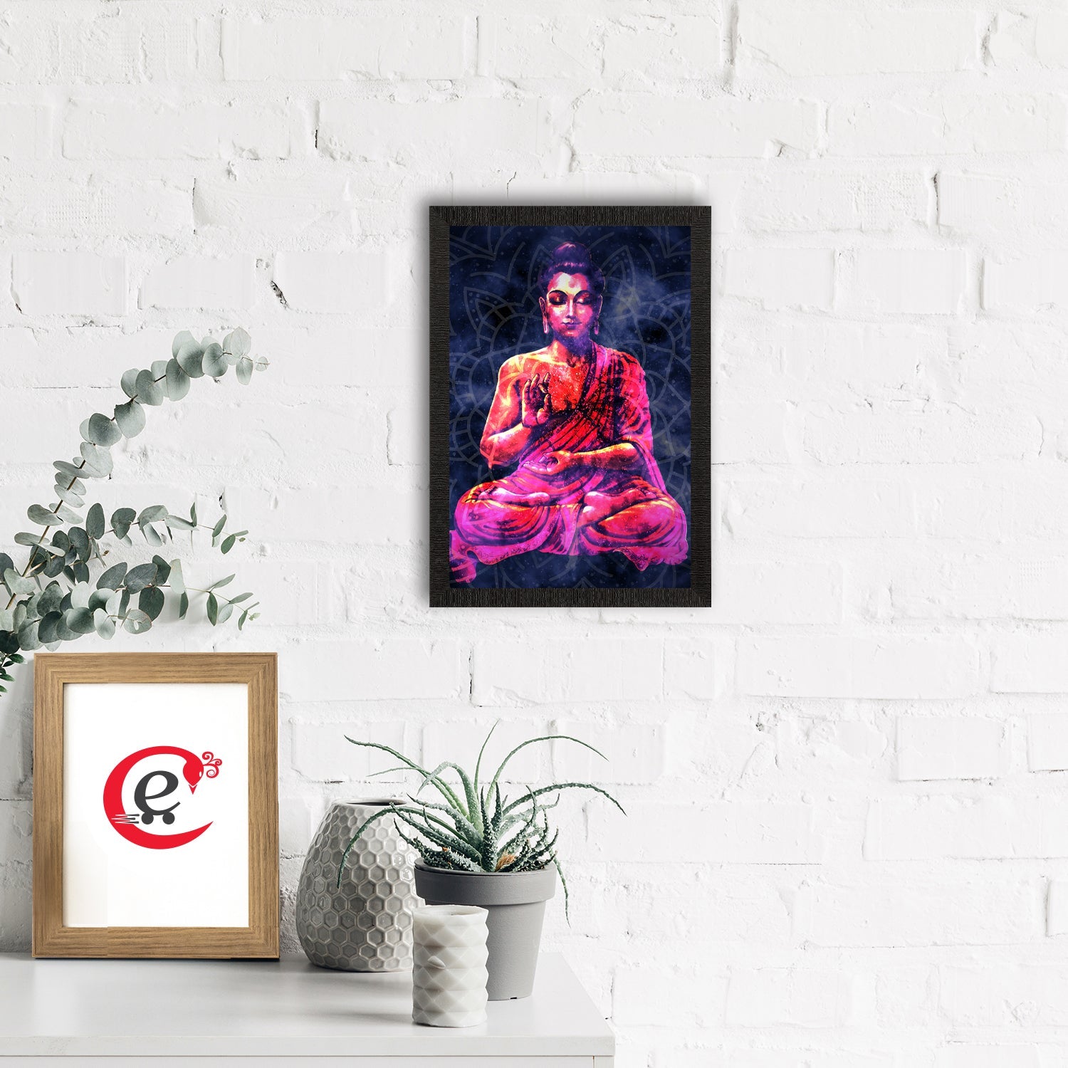 Meditating Lord Buddha Satin Matt Texture UV Art Painting Kafalo