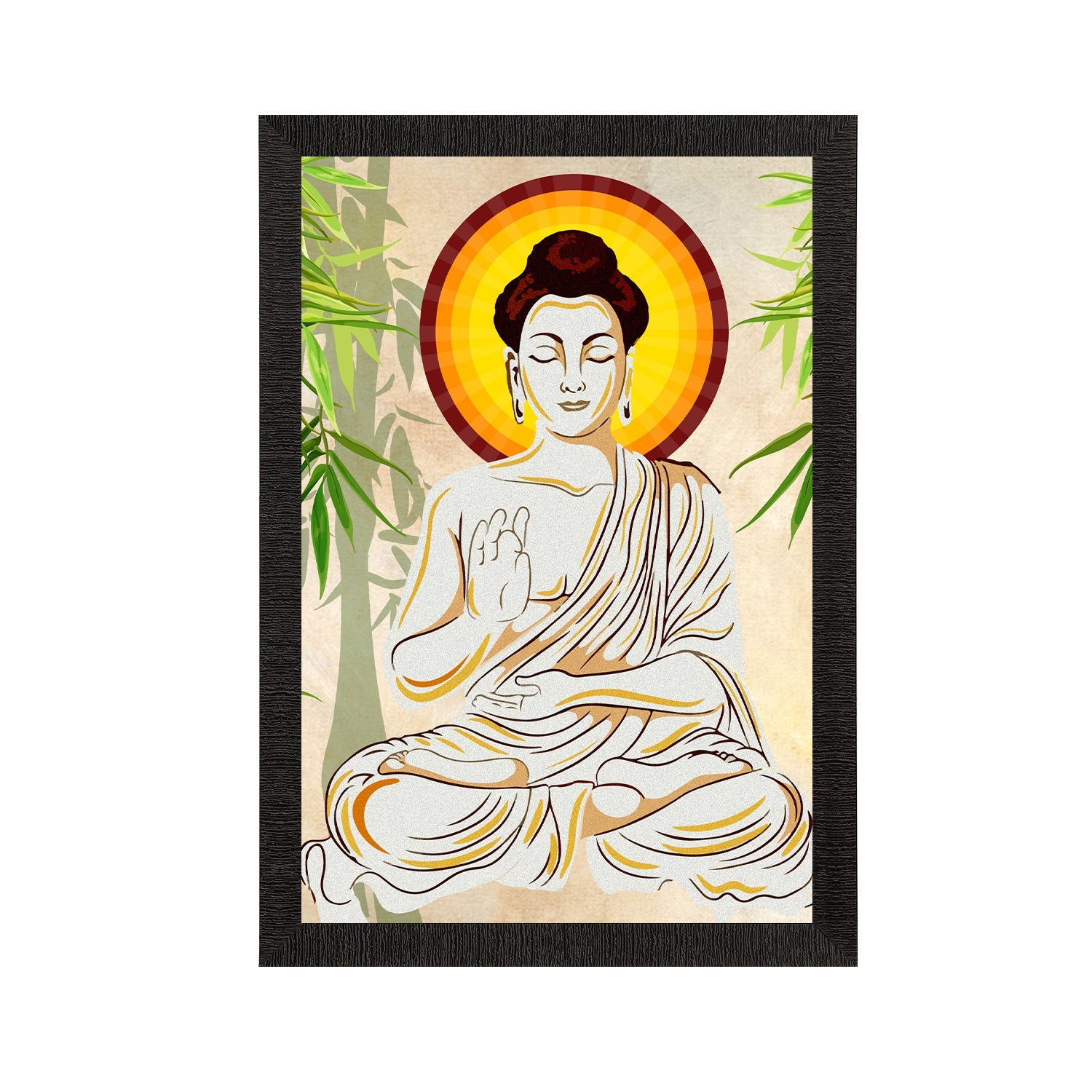 Meditating Lord Buddha Satin Matt Texture UV Art Painting Kafalo