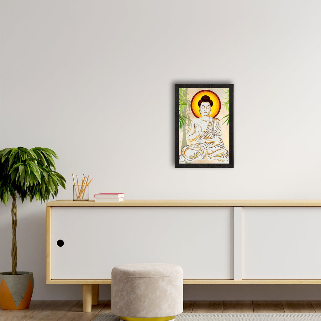Meditating Lord Buddha Satin Matt Texture UV Art Painting Kafalo