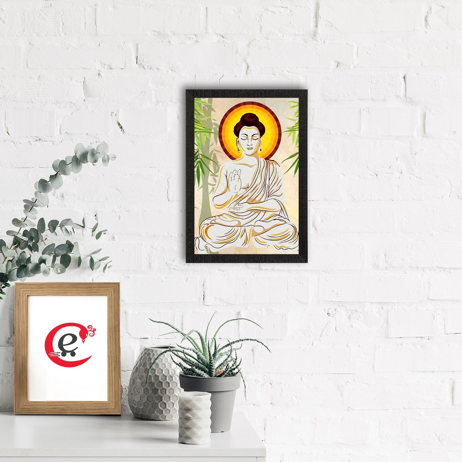 Meditating Lord Buddha Satin Matt Texture UV Art Painting Kafalo
