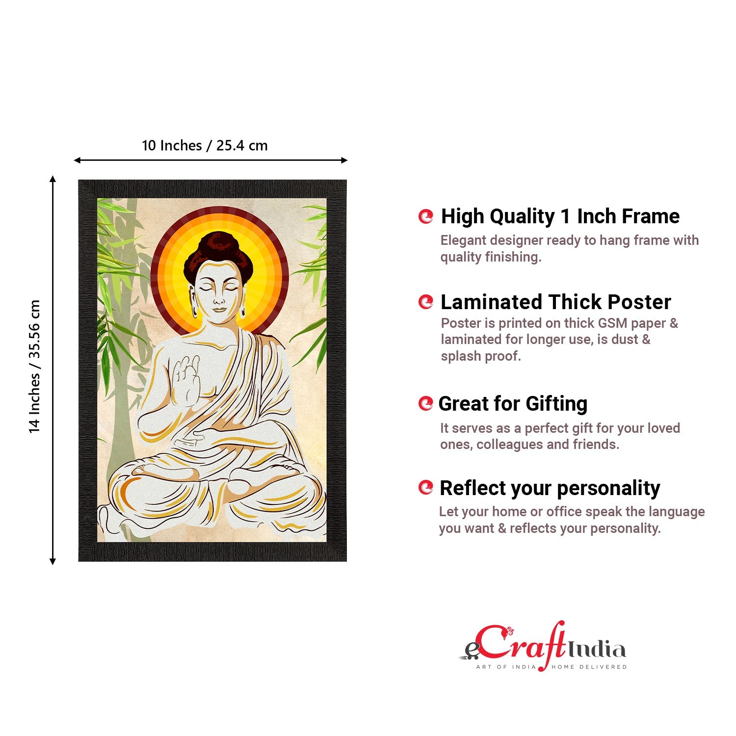 Meditating Lord Buddha Satin Matt Texture UV Art Painting Kafalo