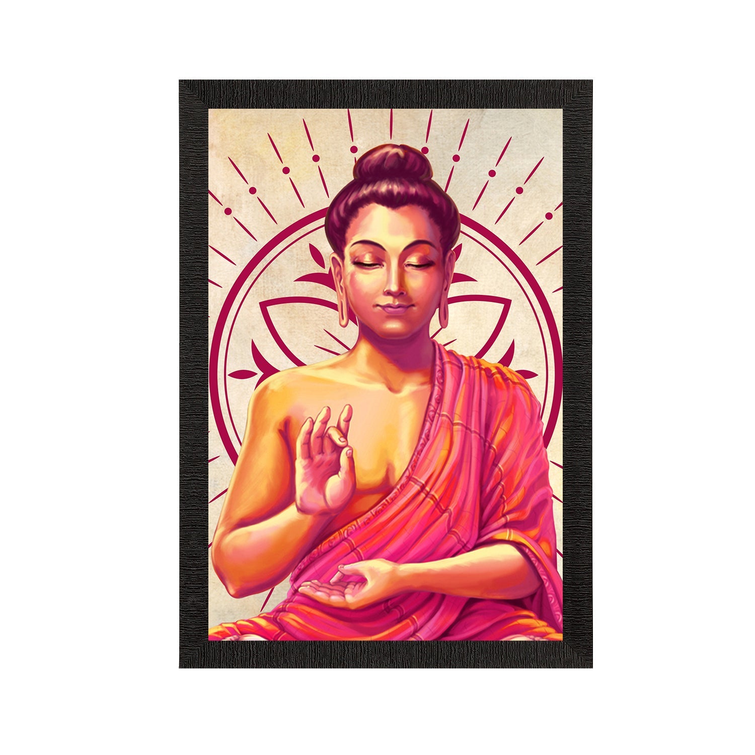 Meditating Lord Buddha Satin Matt Texture UV Art Painting Kafalo
