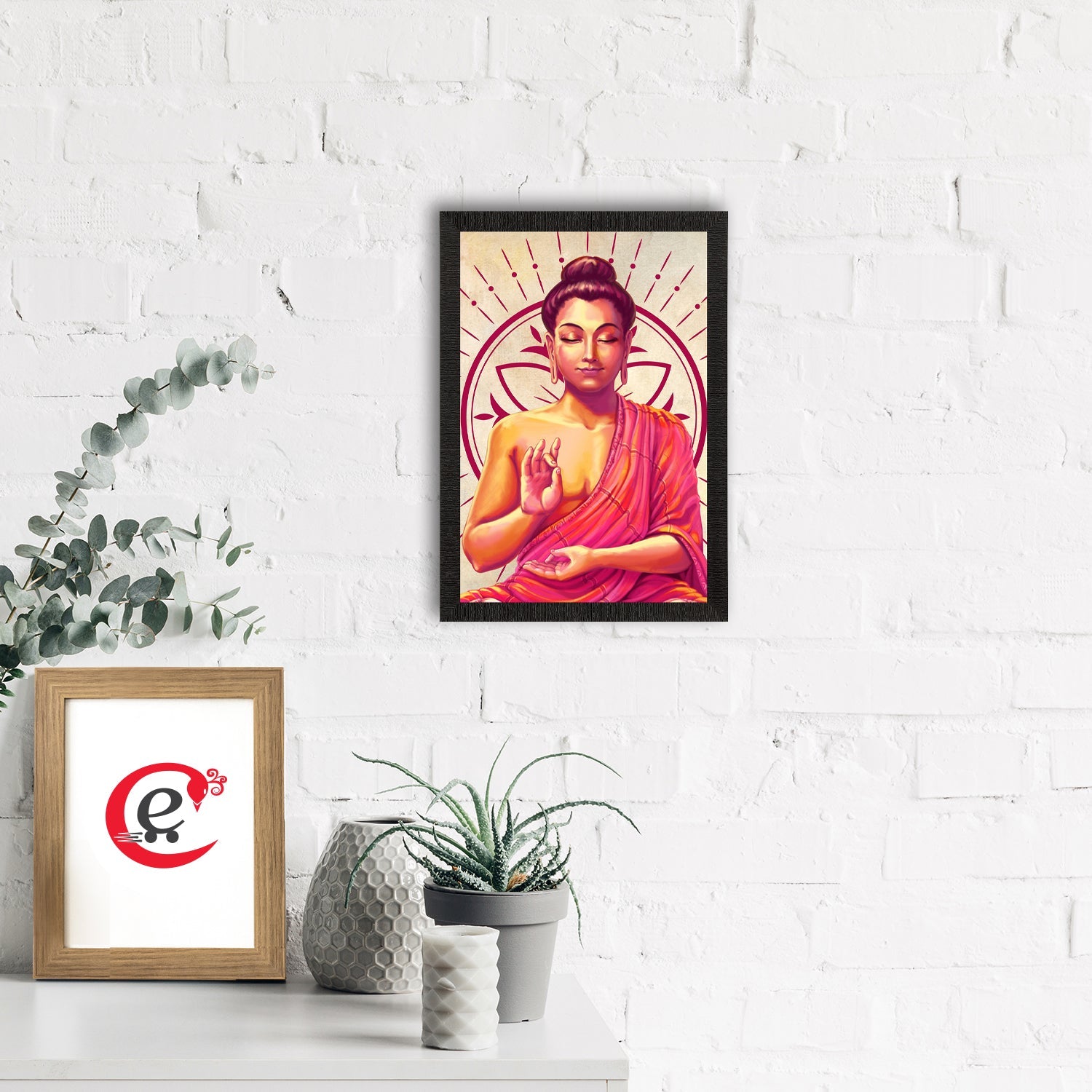 Meditating Lord Buddha Satin Matt Texture UV Art Painting Kafalo