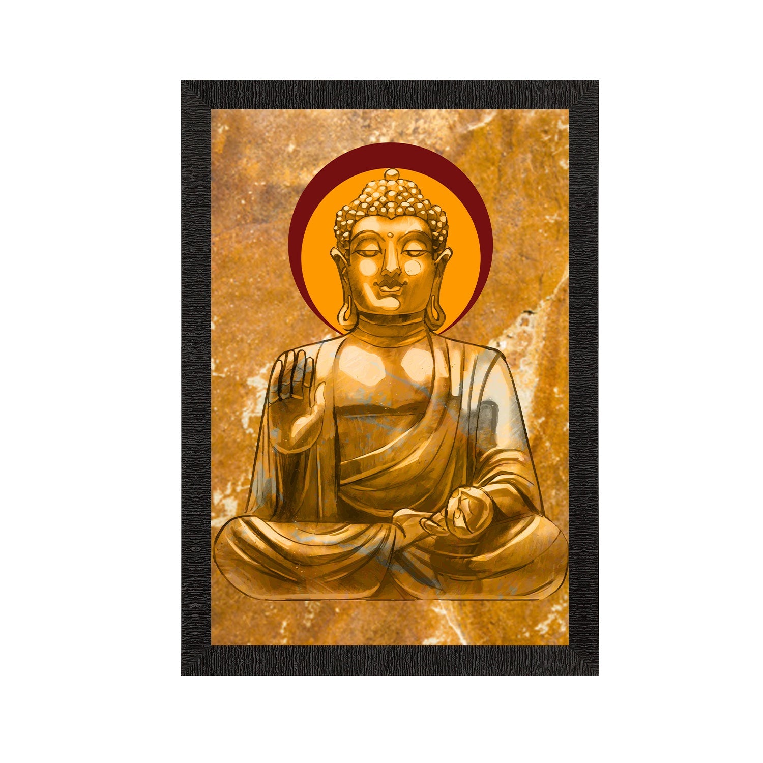 Meditating Lord Buddha Satin Matt Texture UV Art Painting Kafalo