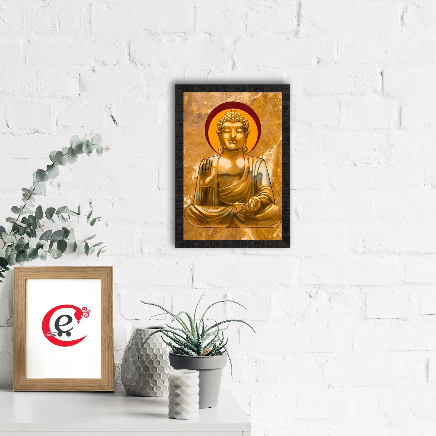 Meditating Lord Buddha Satin Matt Texture UV Art Painting Kafalo