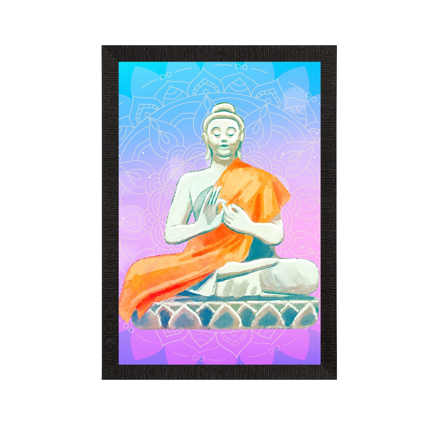 Meditating Lord Buddha Satin Matt Texture UV Art Painting Kafalo