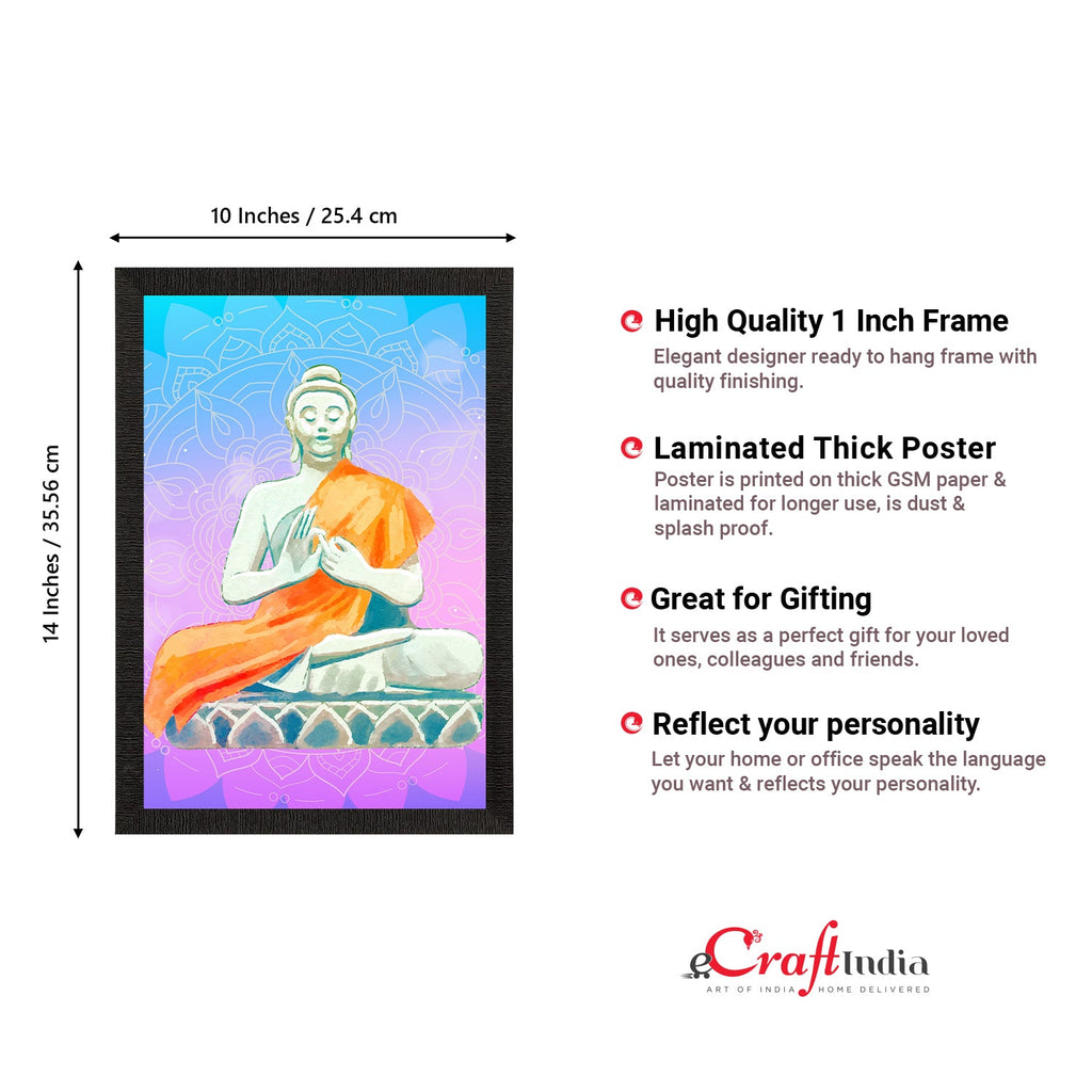 Meditating Lord Buddha Satin Matt Texture UV Art Painting Kafalo