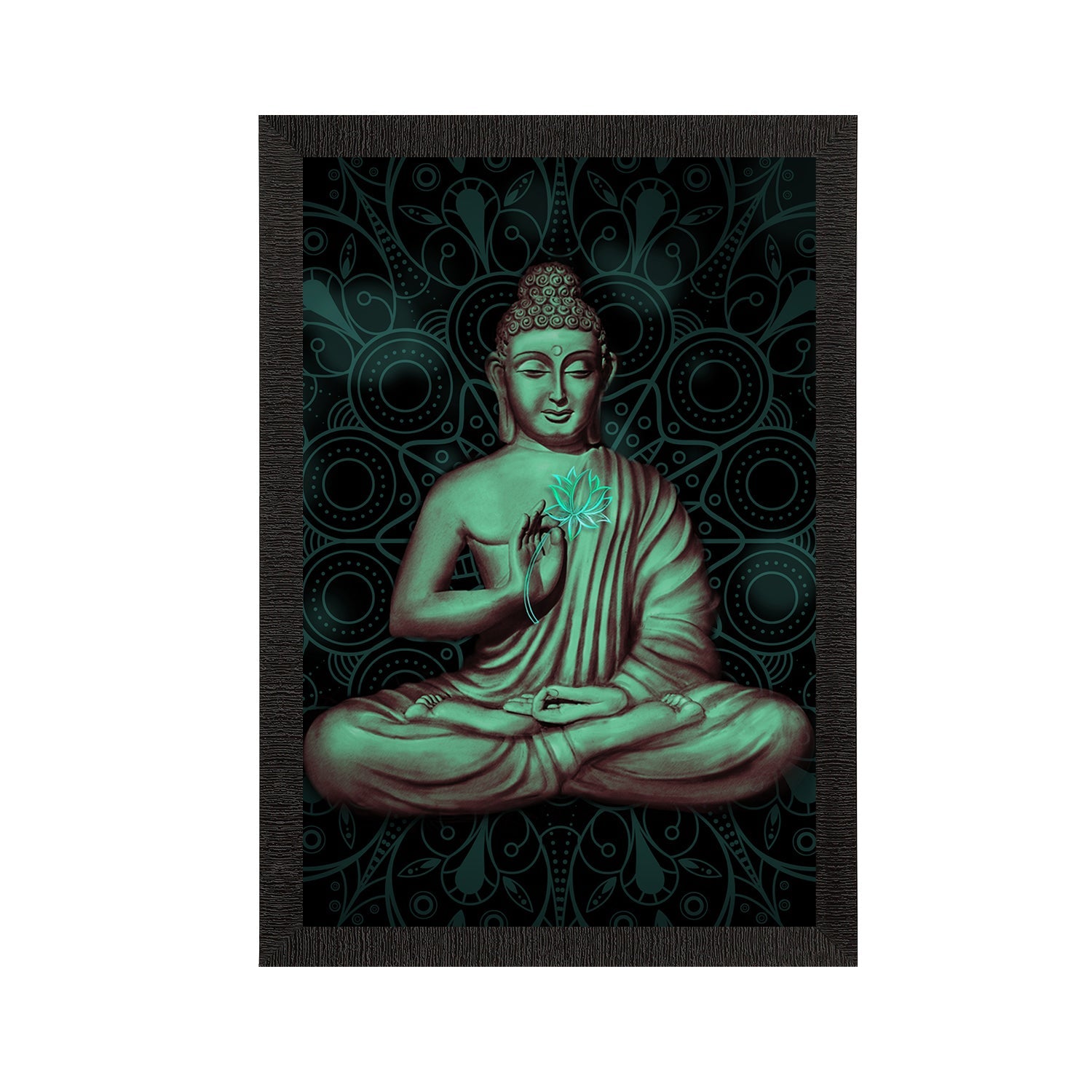 Meditating Lord Buddha Satin Matt Texture UV Art Painting Kafalo