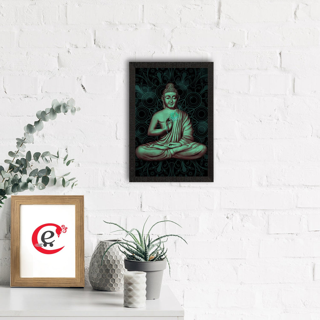Meditating Lord Buddha Satin Matt Texture UV Art Painting Kafalo
