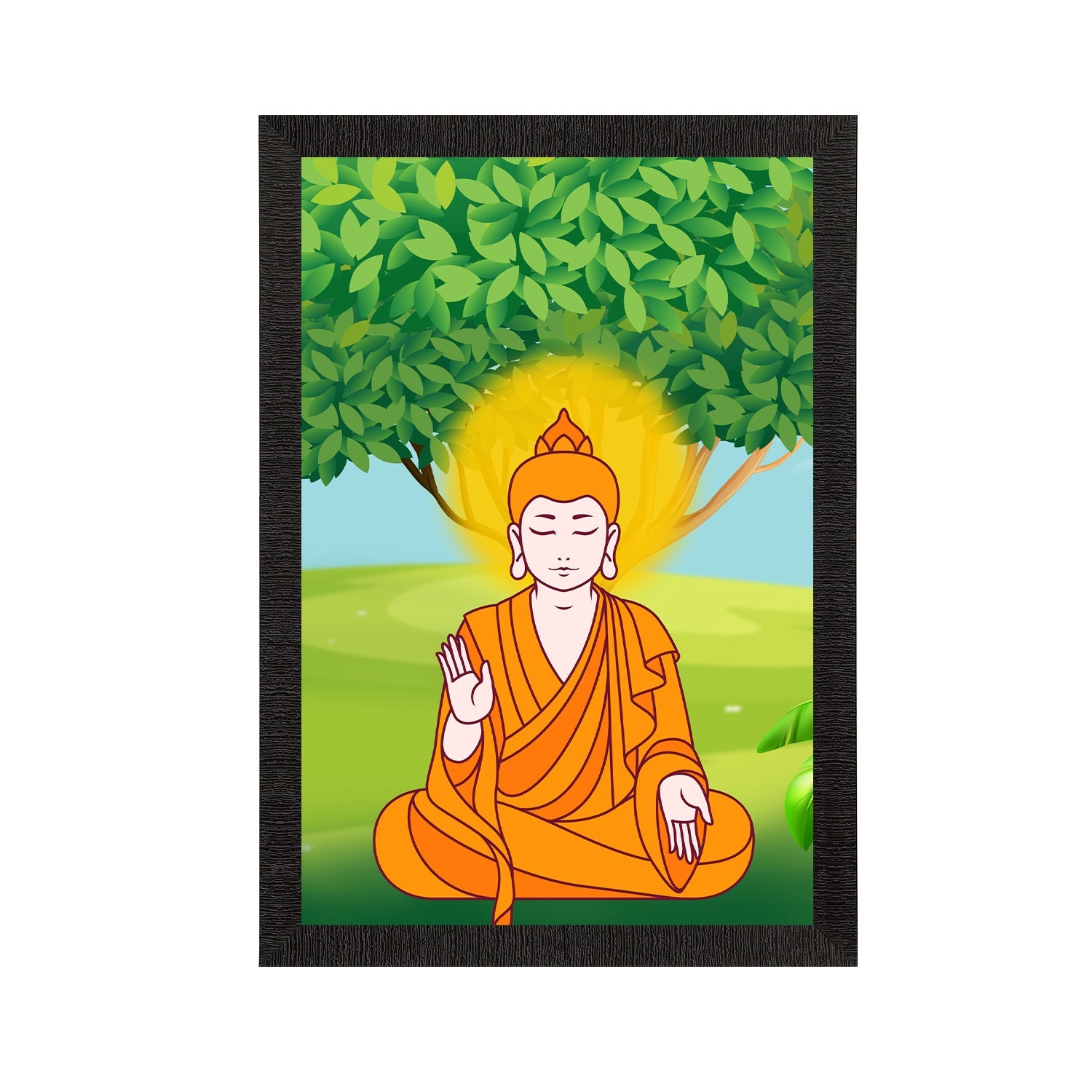 Meditating Lord Buddha Satin Matt Texture UV Art Painting Kafalo
