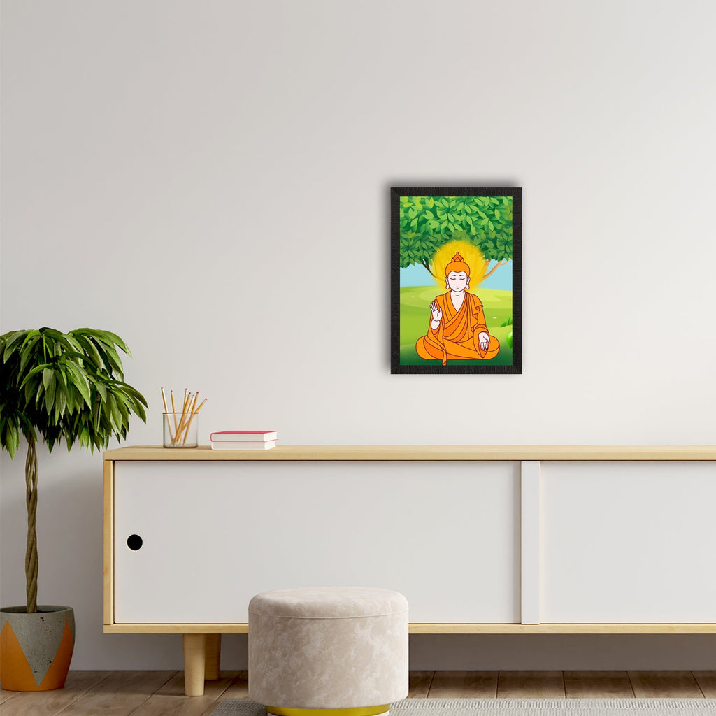 Meditating Lord Buddha Satin Matt Texture UV Art Painting Kafalo