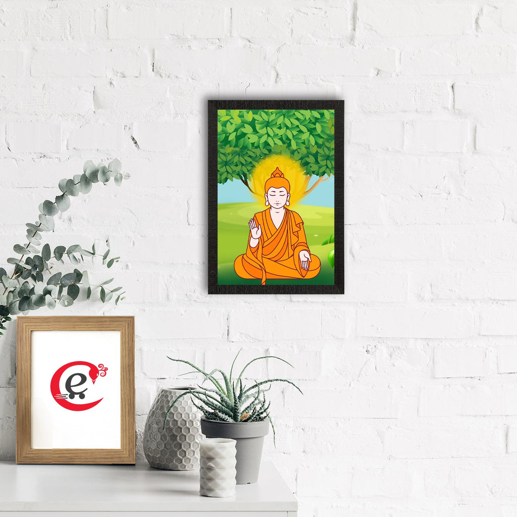 Meditating Lord Buddha Satin Matt Texture UV Art Painting Kafalo