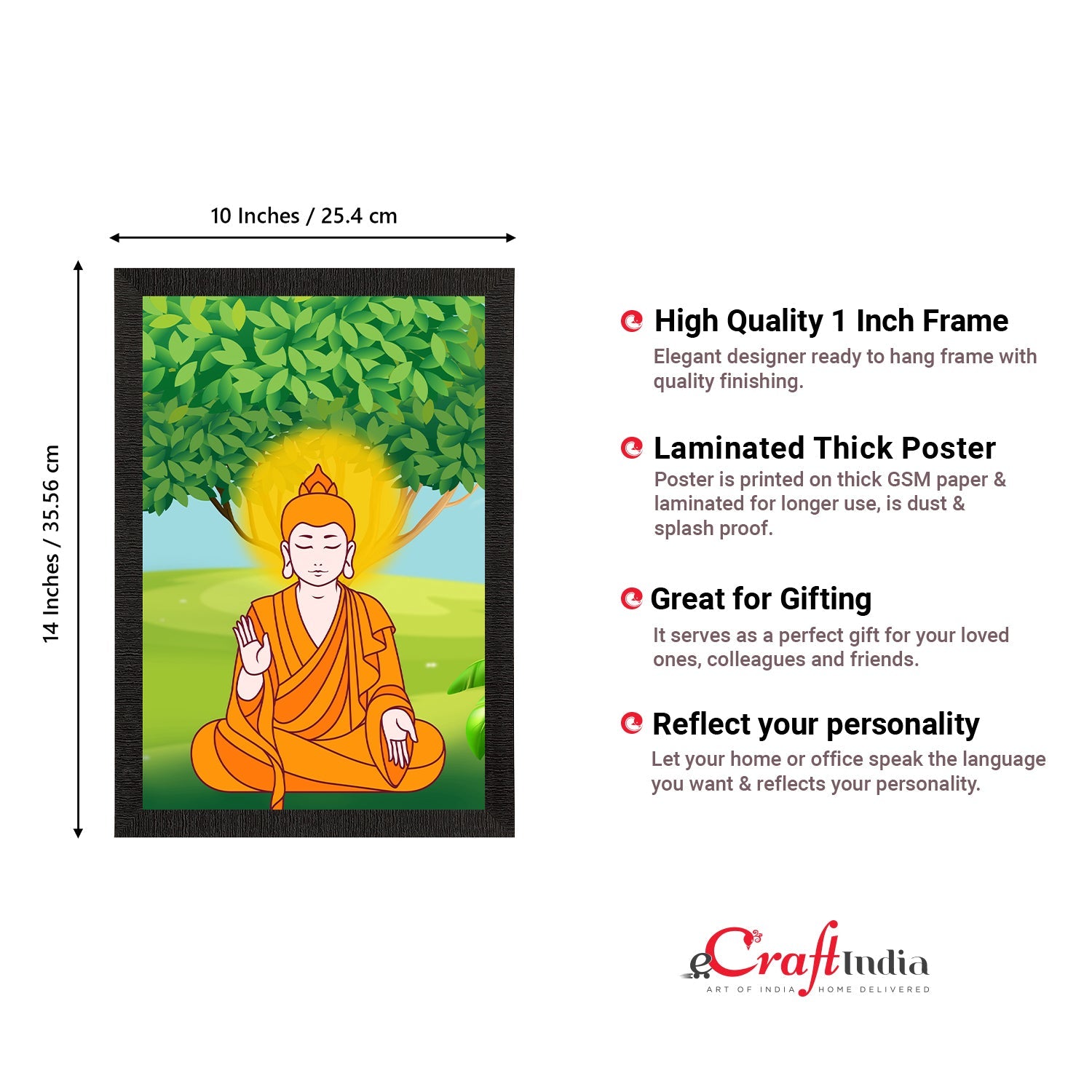 Meditating Lord Buddha Satin Matt Texture UV Art Painting Kafalo