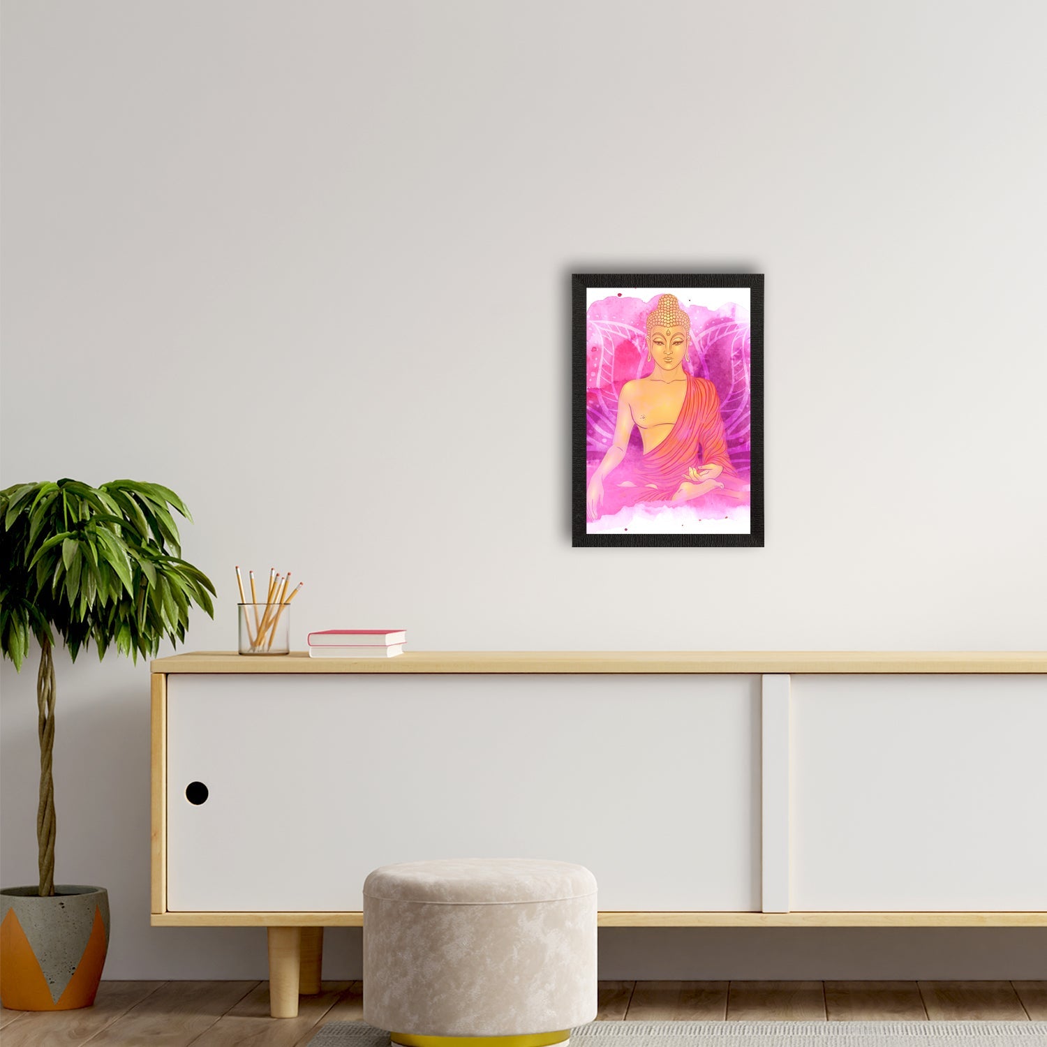 Meditating Lord Buddha Satin Matt Texture UV Art Painting Kafalo