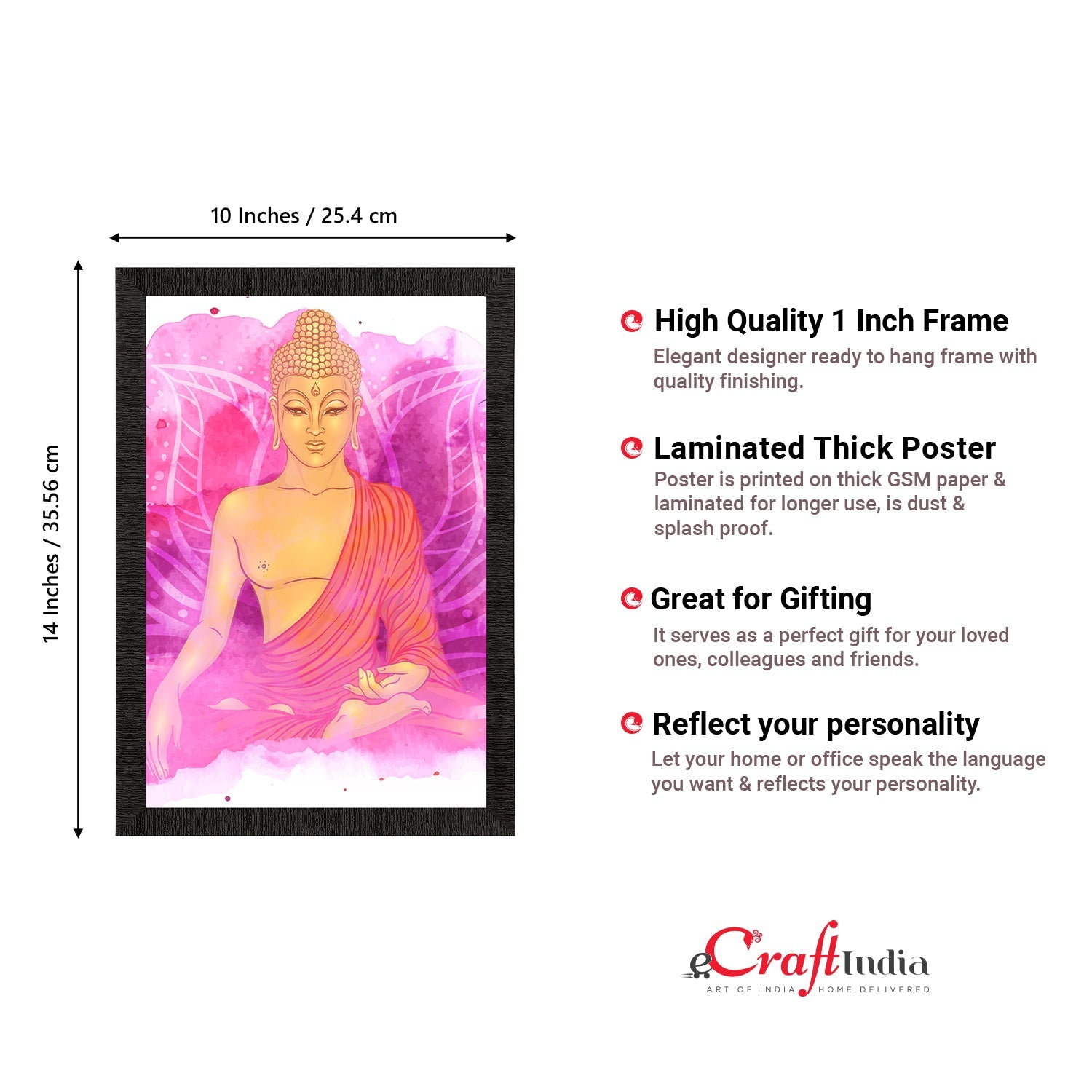 Meditating Lord Buddha Satin Matt Texture UV Art Painting Kafalo