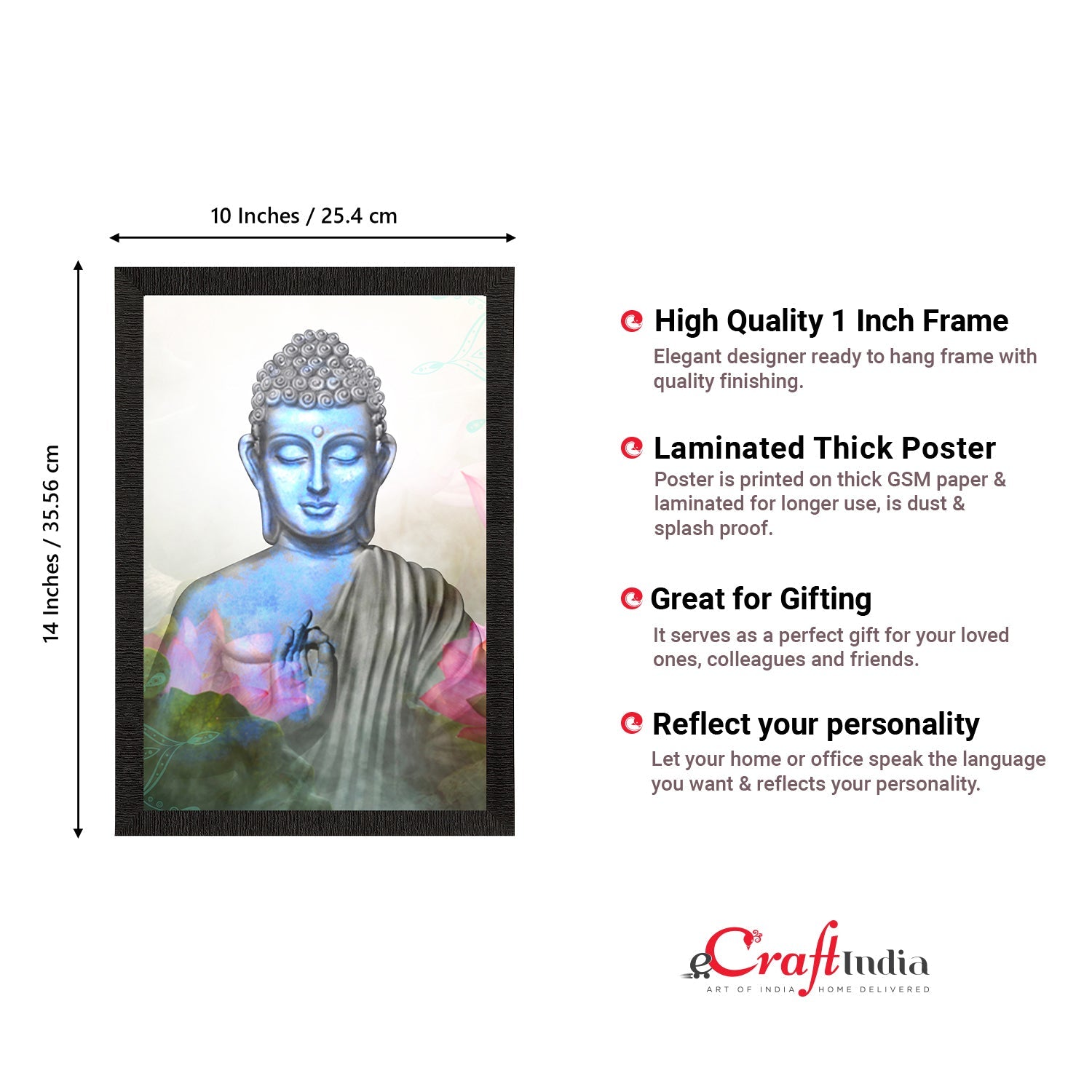 Meditating Lord Buddha Satin Matt Texture UV Art Painting Kafalo