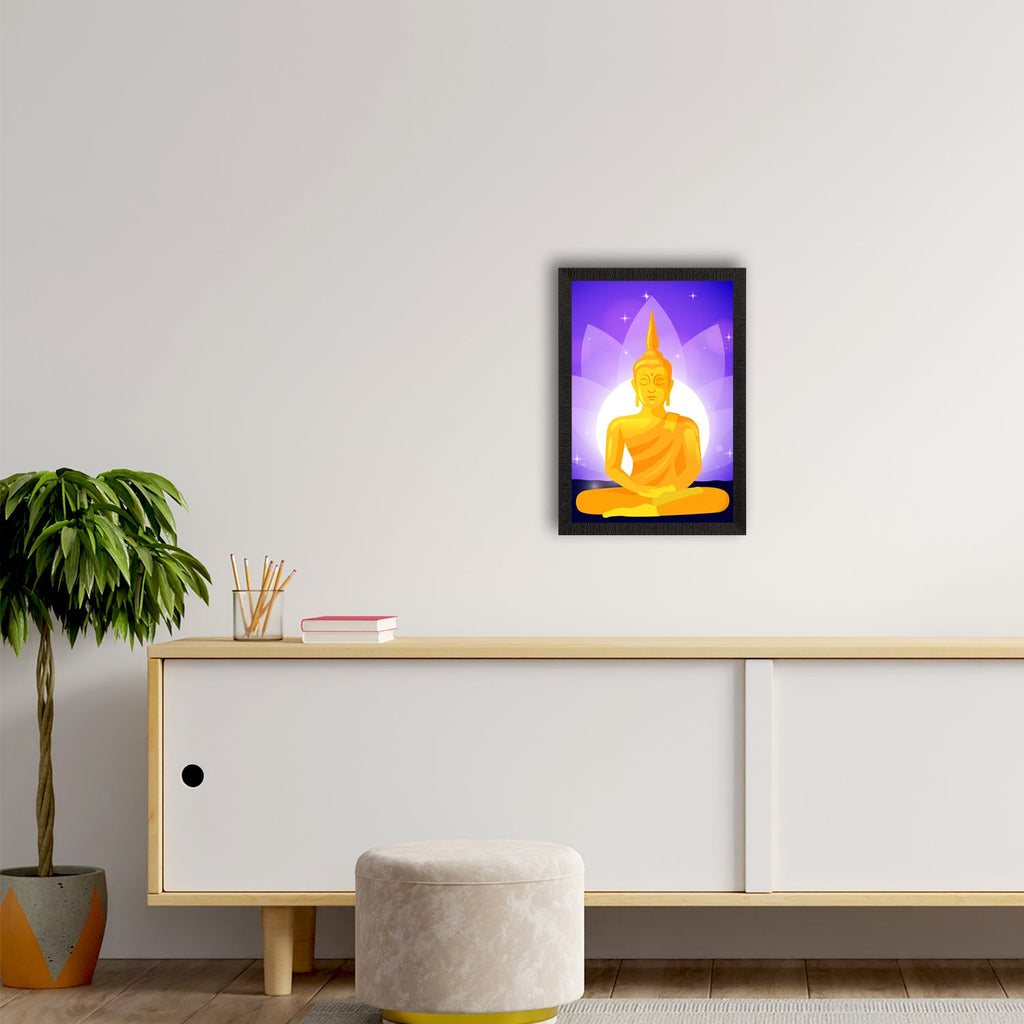 Meditating Lord Buddha Satin Matt Texture UV Art Painting Kafalo