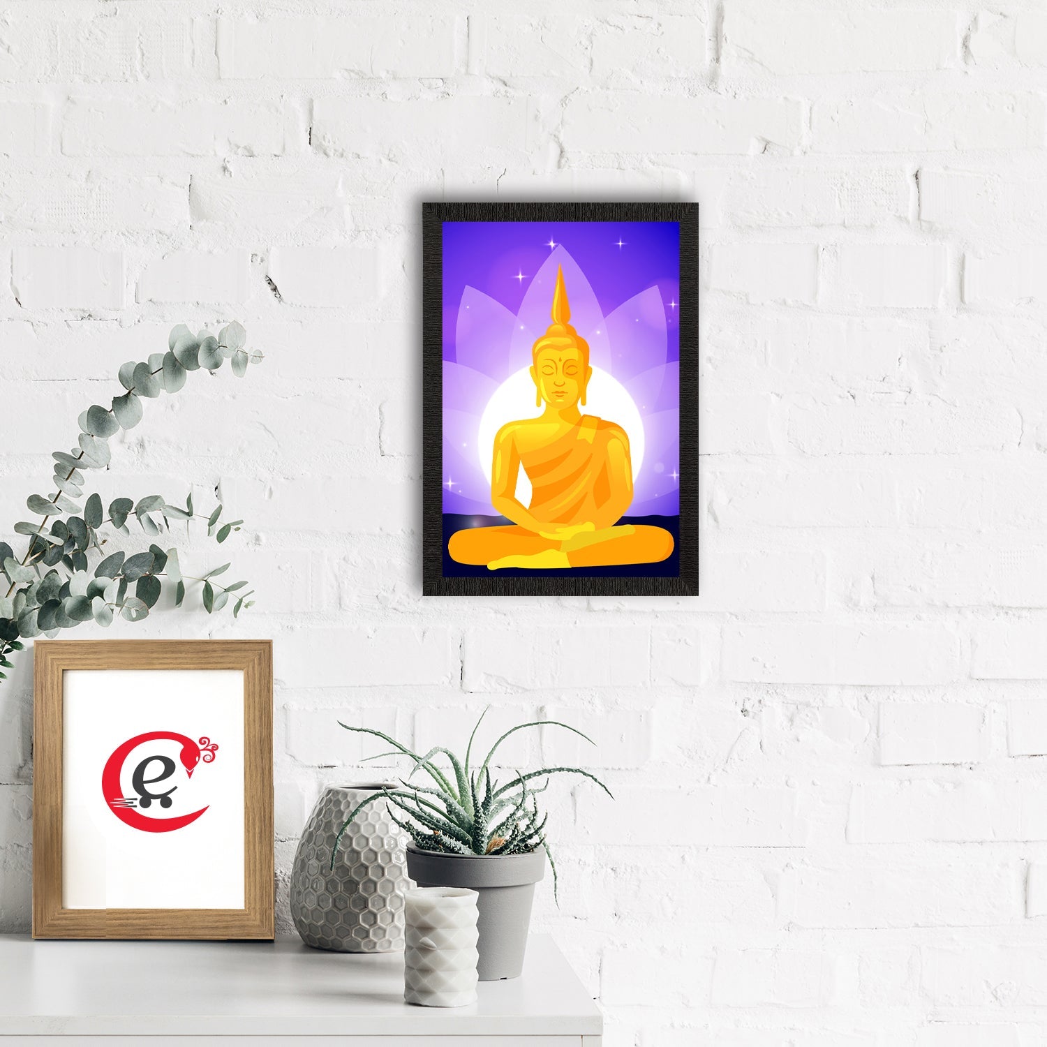 Meditating Lord Buddha Satin Matt Texture UV Art Painting Kafalo