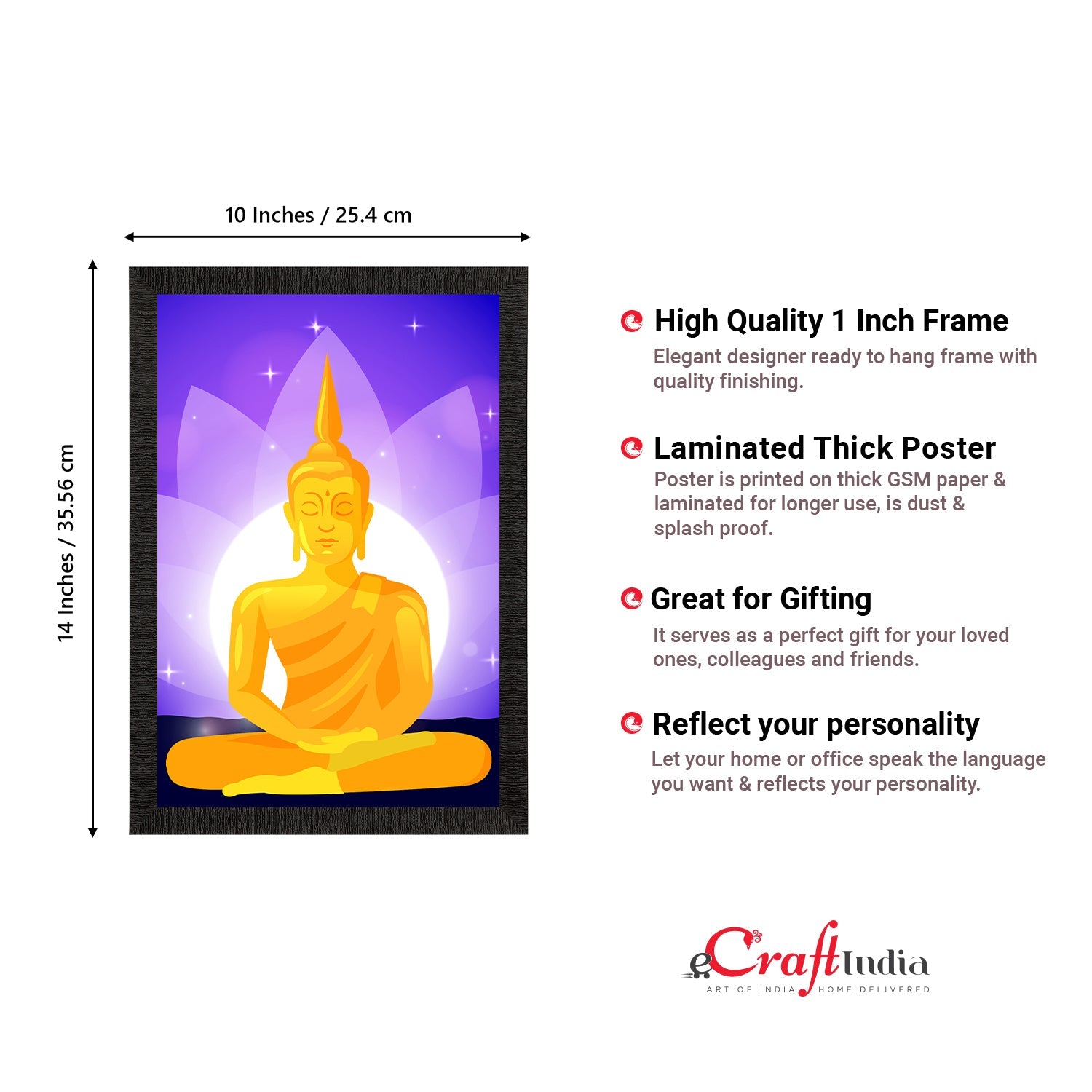 Meditating Lord Buddha Satin Matt Texture UV Art Painting Kafalo