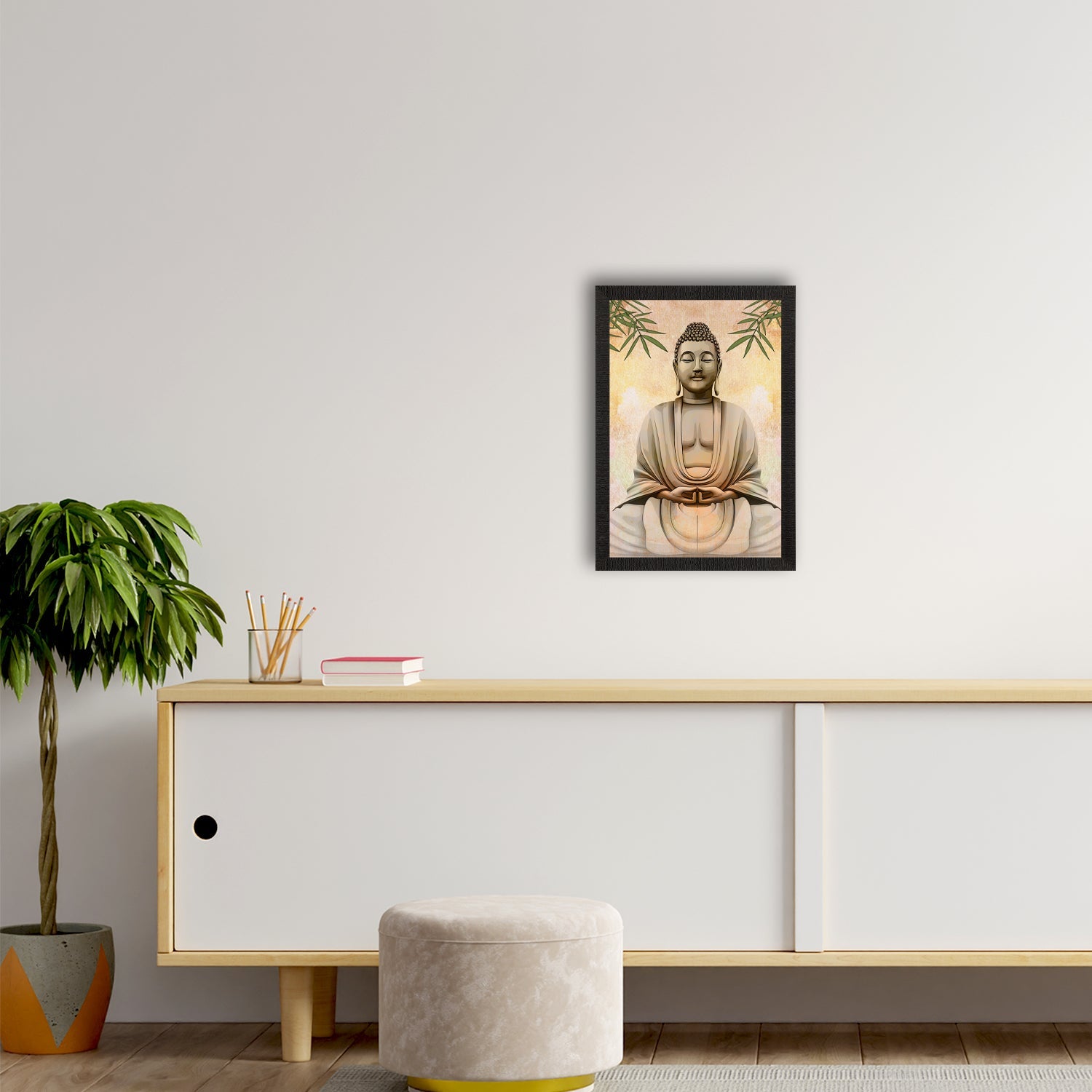 Meditating Lord Buddha Satin Matt Texture UV Art Painting Kafalo