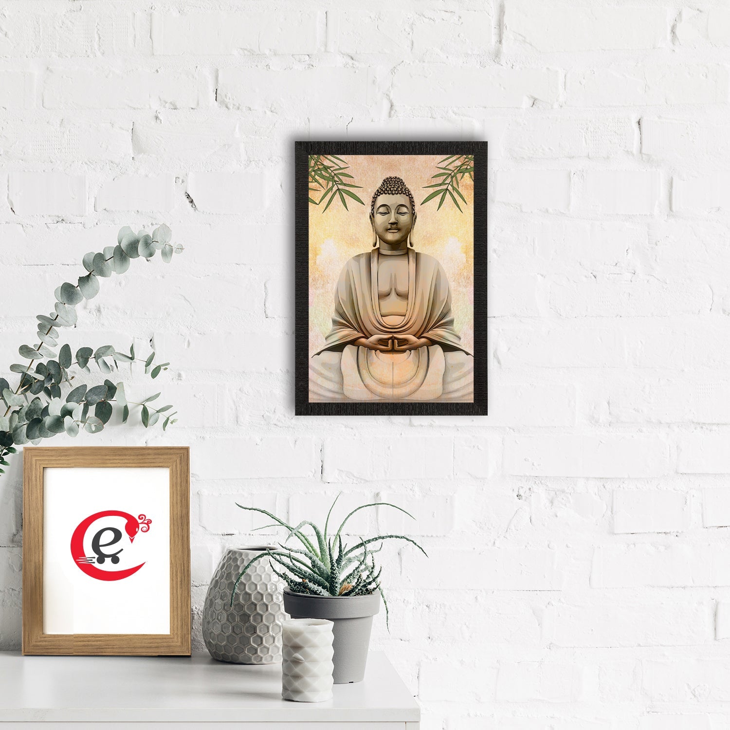 Meditating Lord Buddha Satin Matt Texture UV Art Painting Kafalo