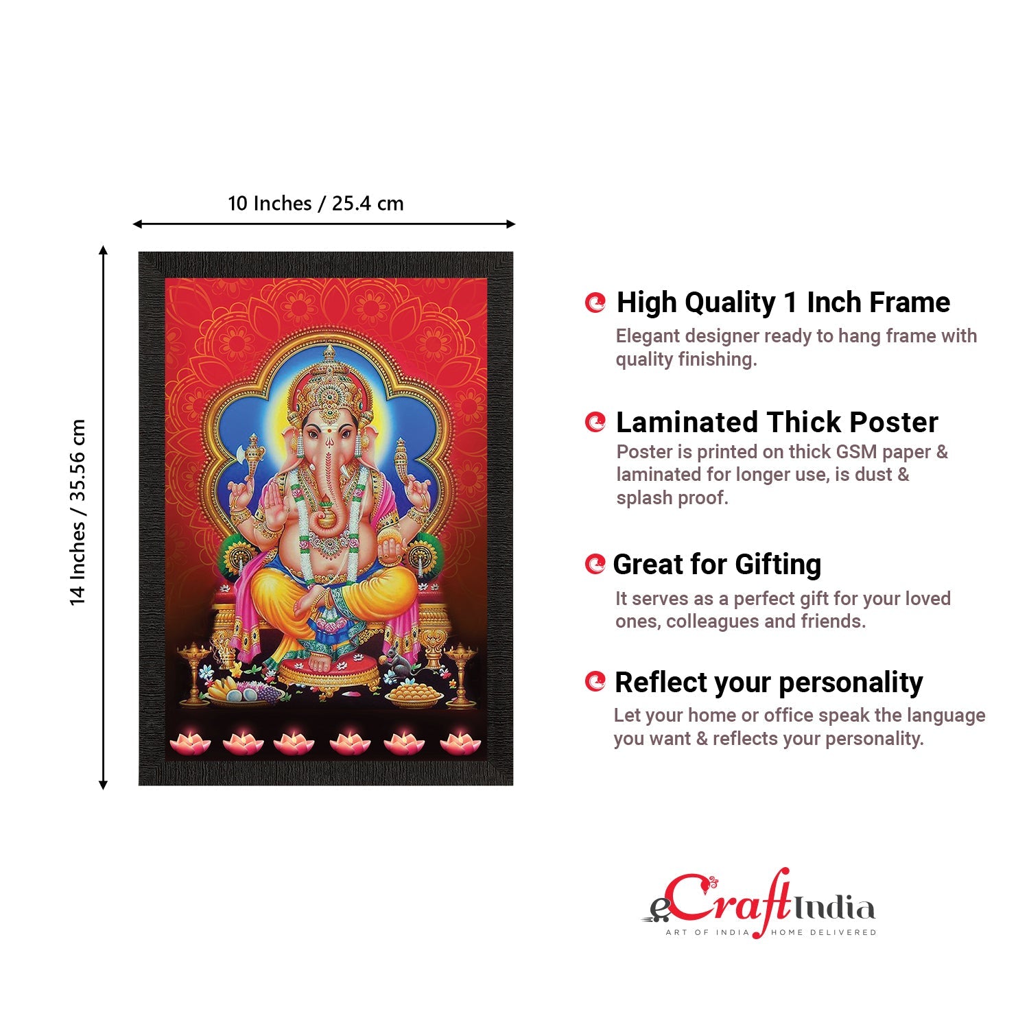 Lord Ganesha Satin Matt Texture UV Art Painting Kafalo