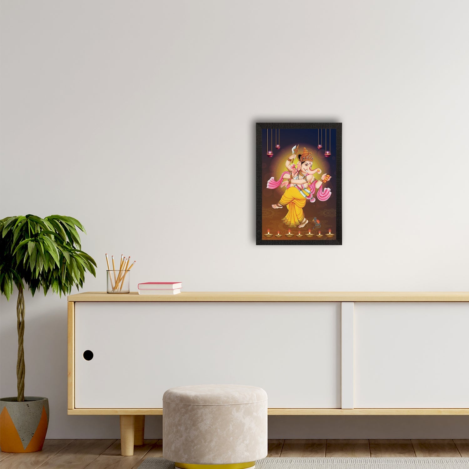 Lord Ganesha Satin Matt Texture UV Art Painting Kafalo
