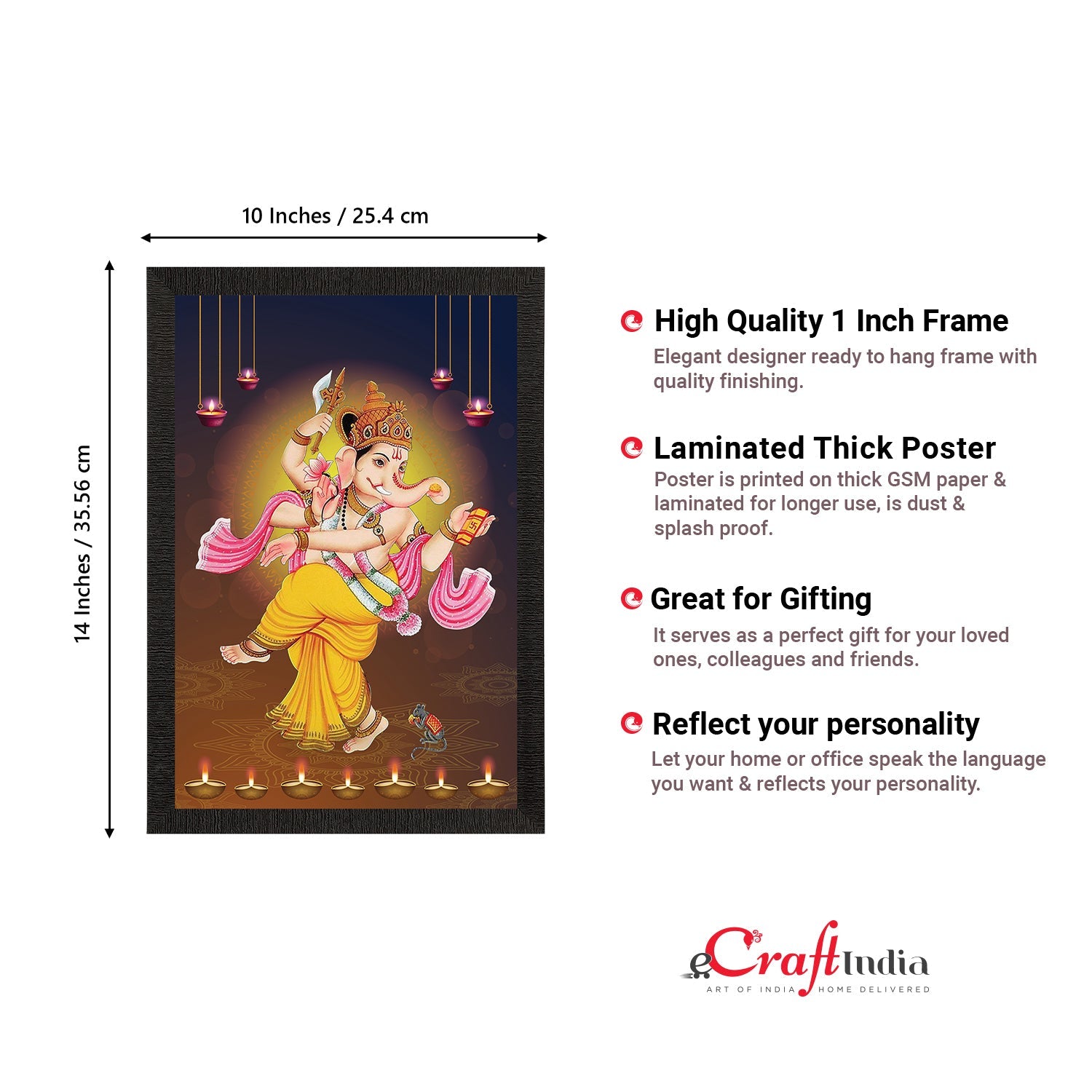 Lord Ganesha Satin Matt Texture UV Art Painting Kafalo