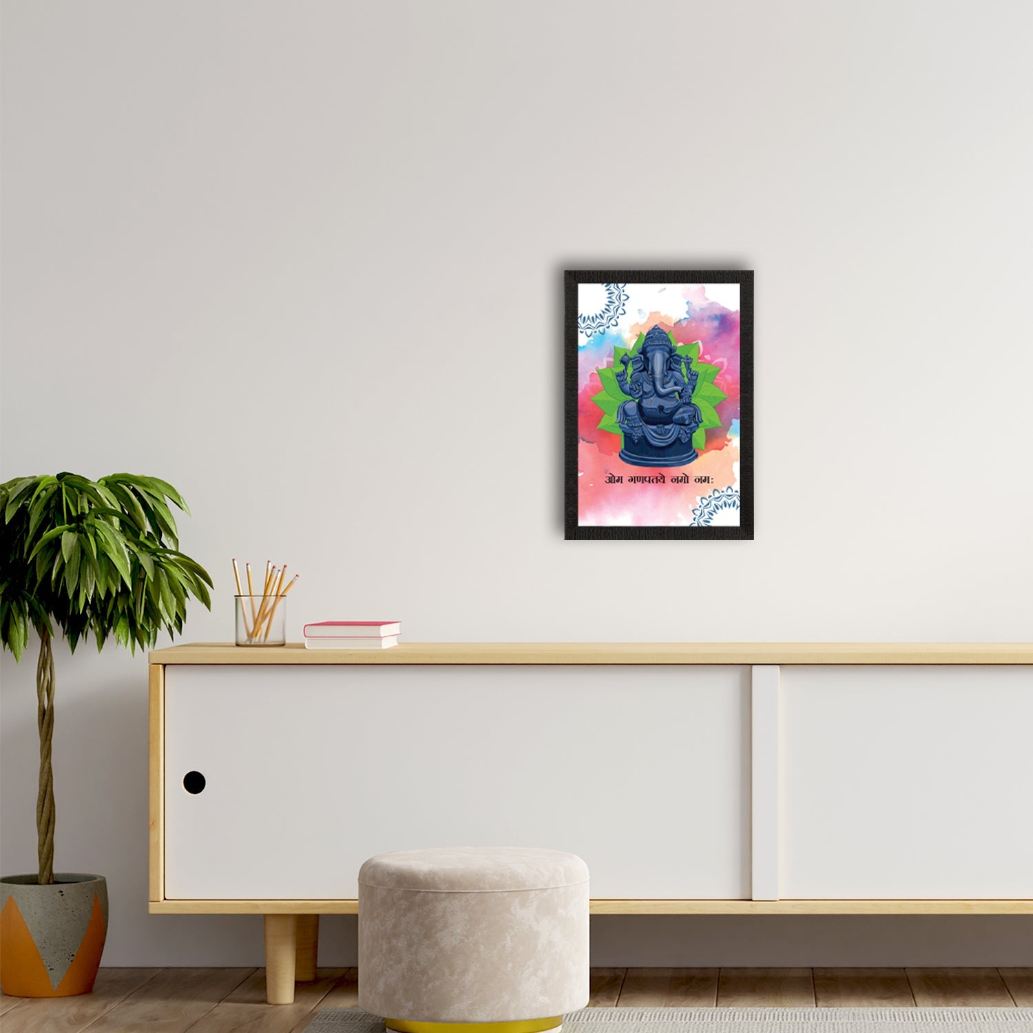 Lord Ganesha Satin Matt Texture UV Art Painting Kafalo