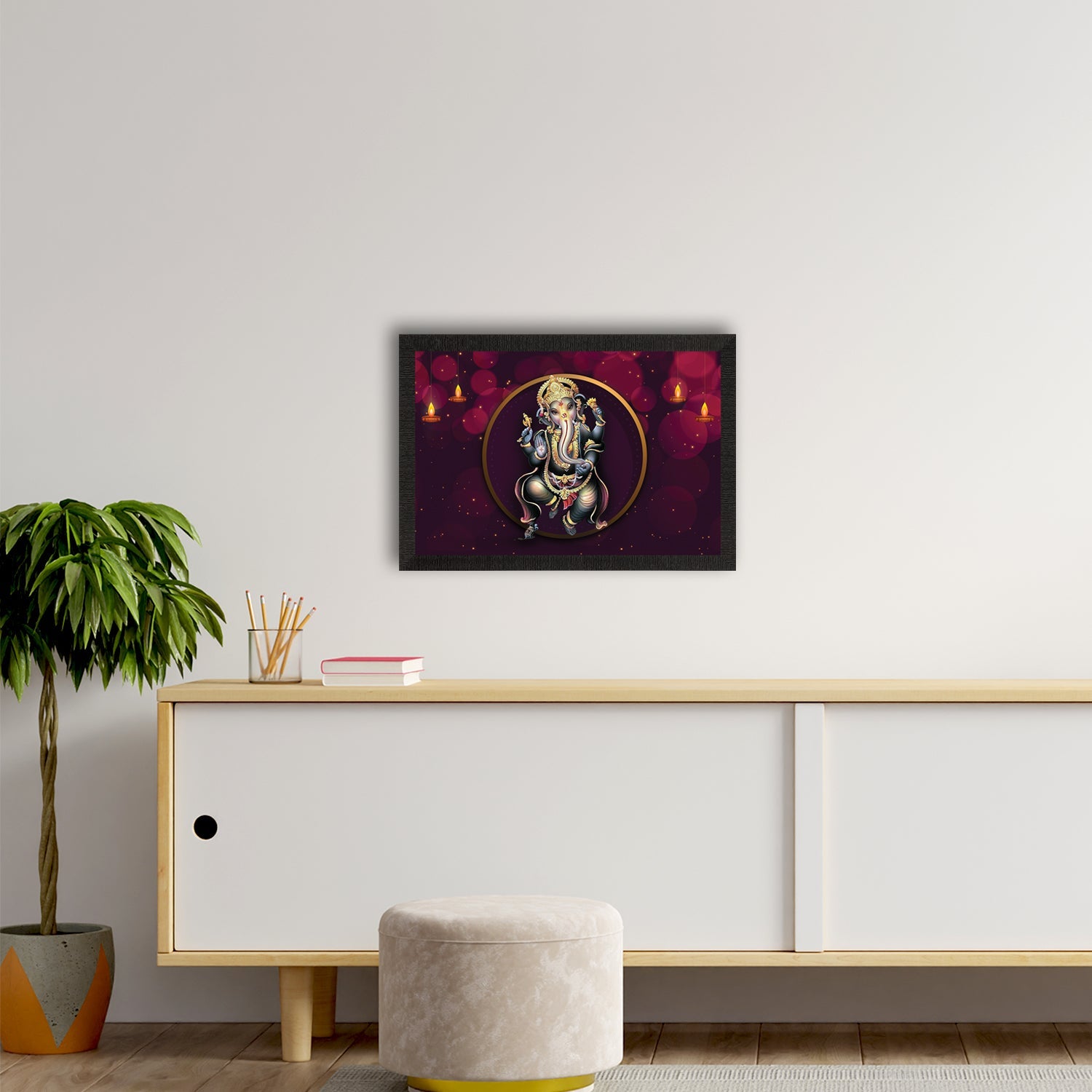 Lord Ganesha Satin Matt Texture UV Art Painting Kafalo