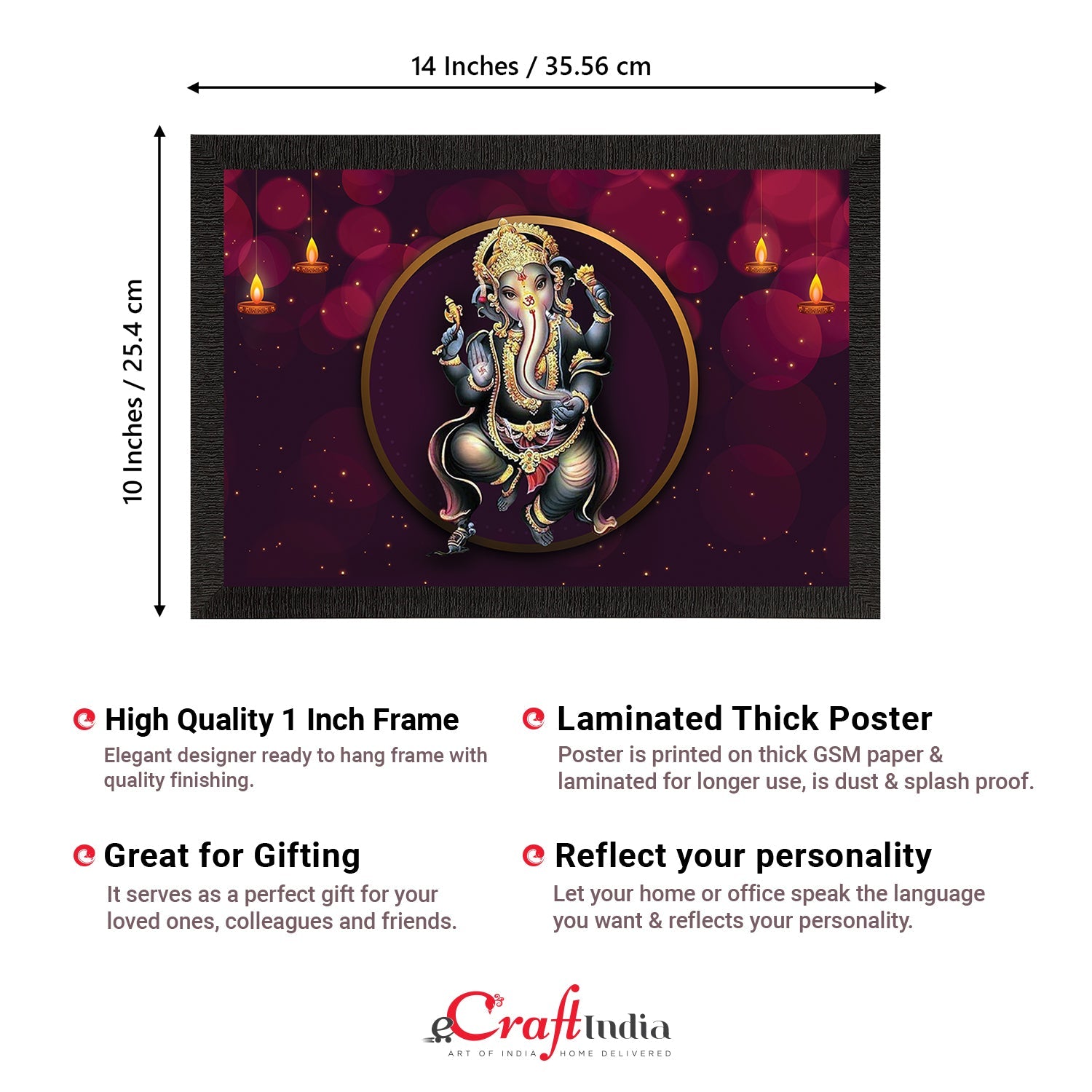 Lord Ganesha Satin Matt Texture UV Art Painting Kafalo
