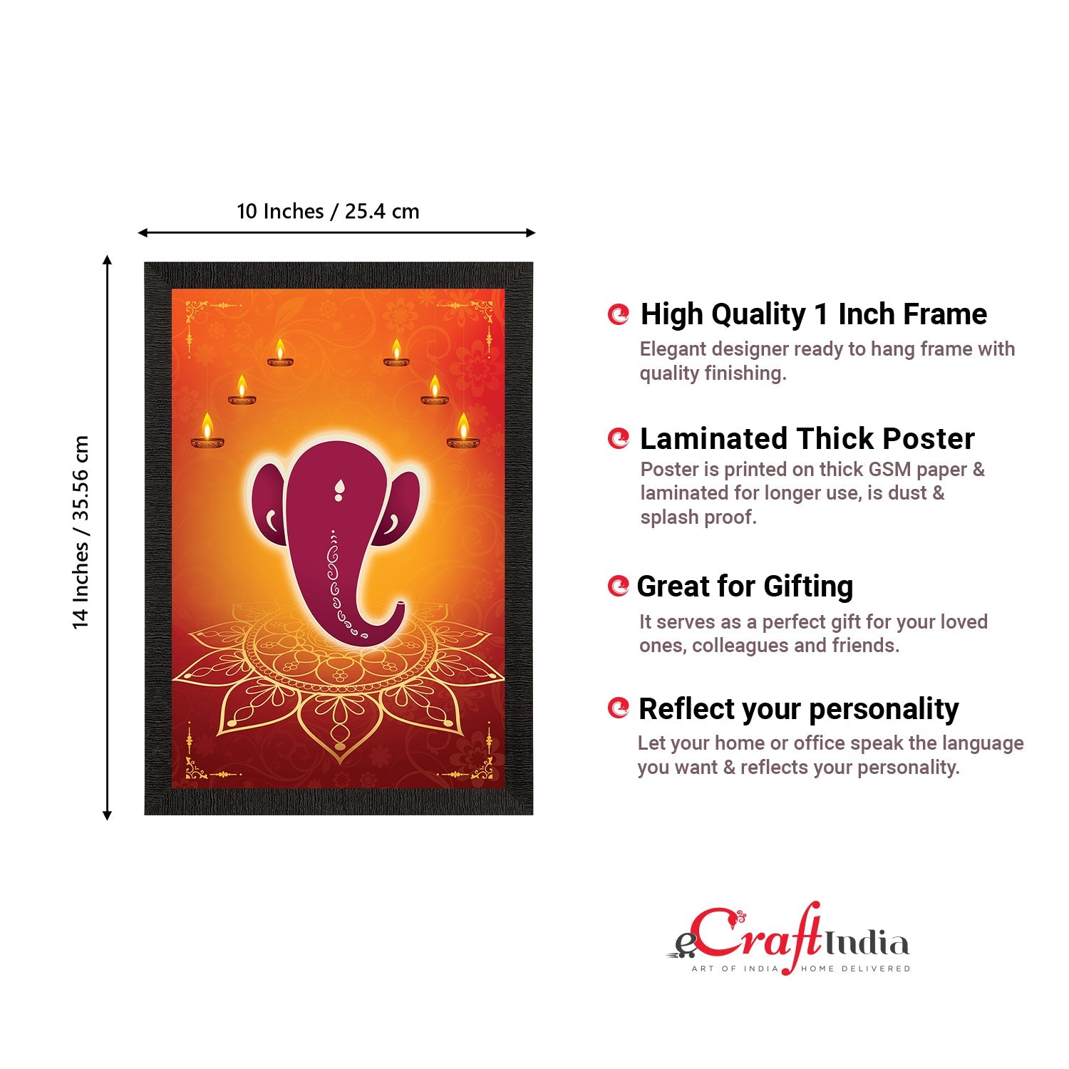 Lord Ganesha Satin Matt Texture UV Art Painting Kafalo