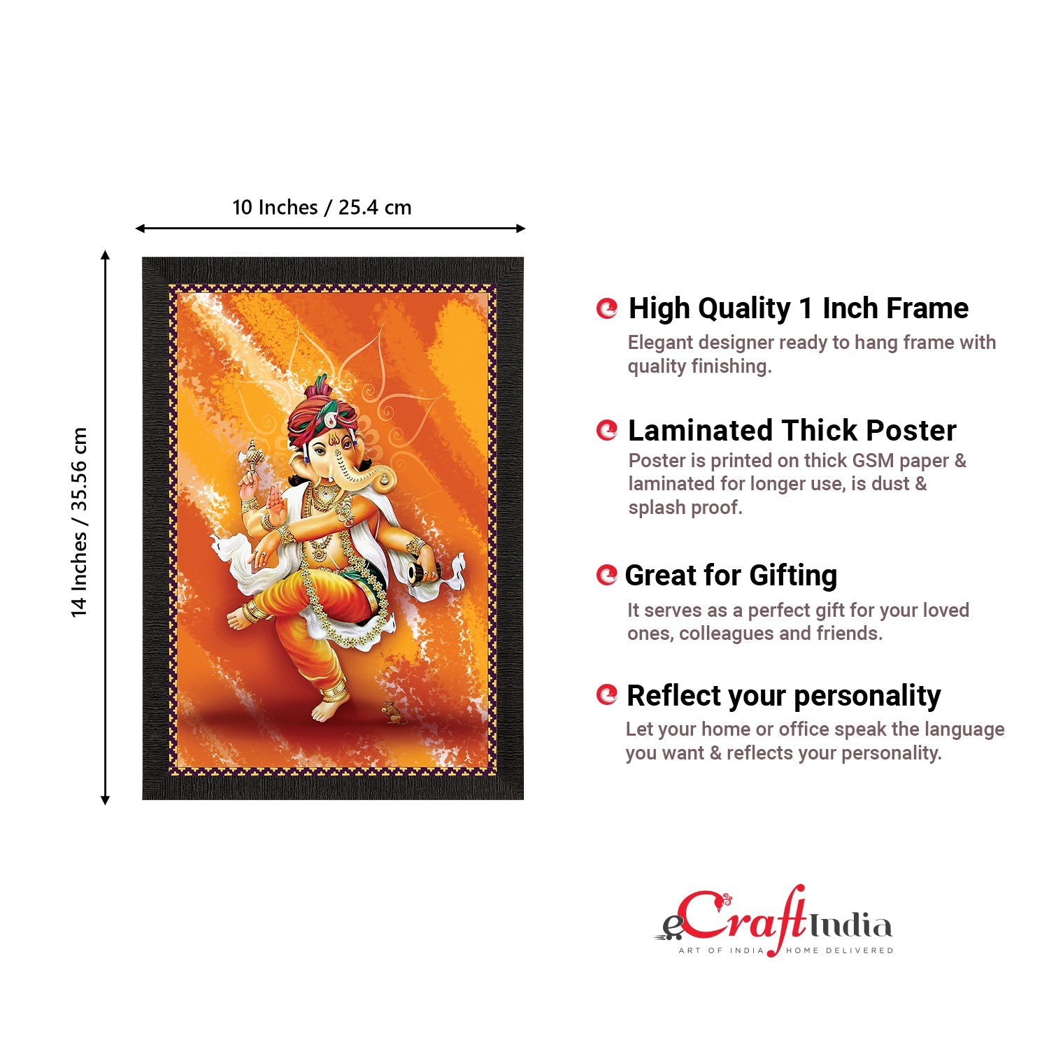 Lord Ganesha Satin Matt Texture UV Art Painting Kafalo