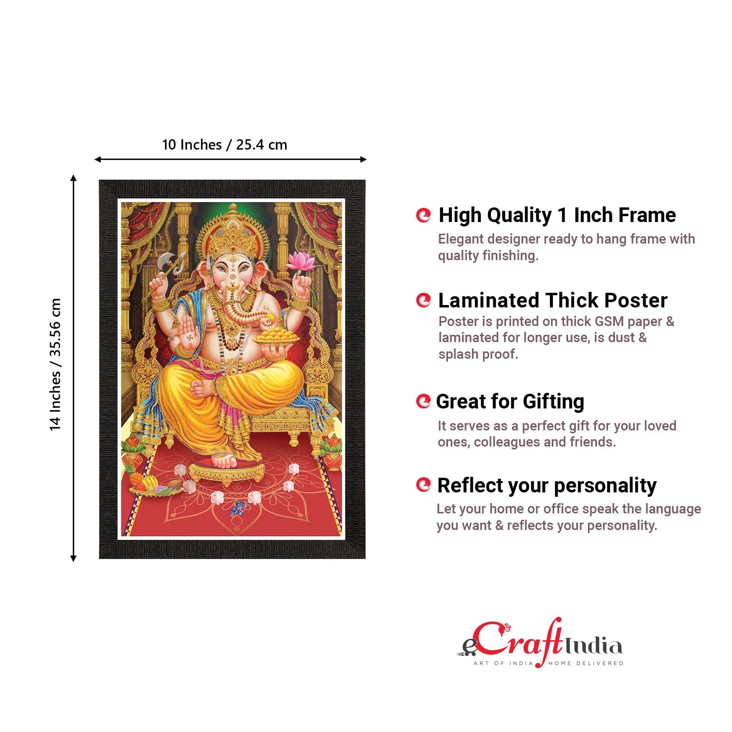 Lord Ganesha Satin Matt Texture UV Art Painting Kafalo