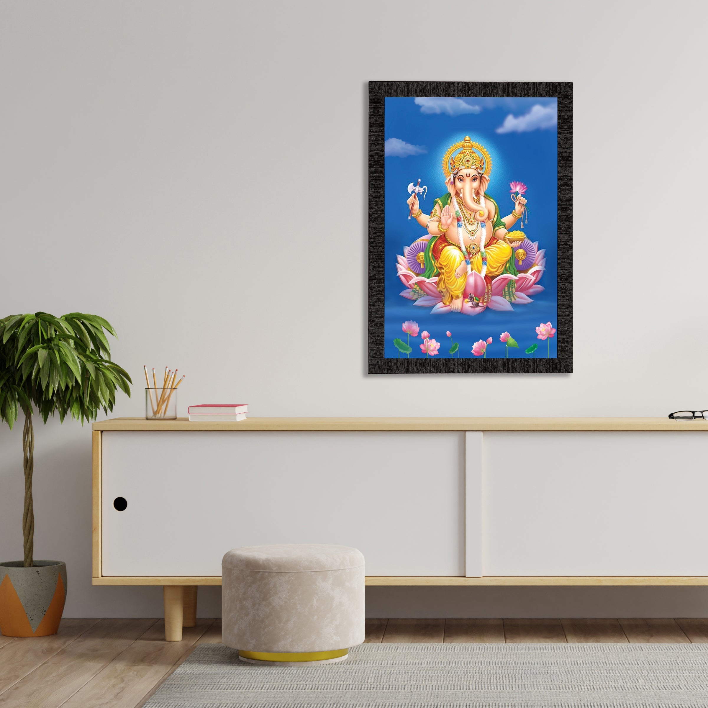 Lord Ganesha Satin Matt Texture UV Art Painting Kafalo